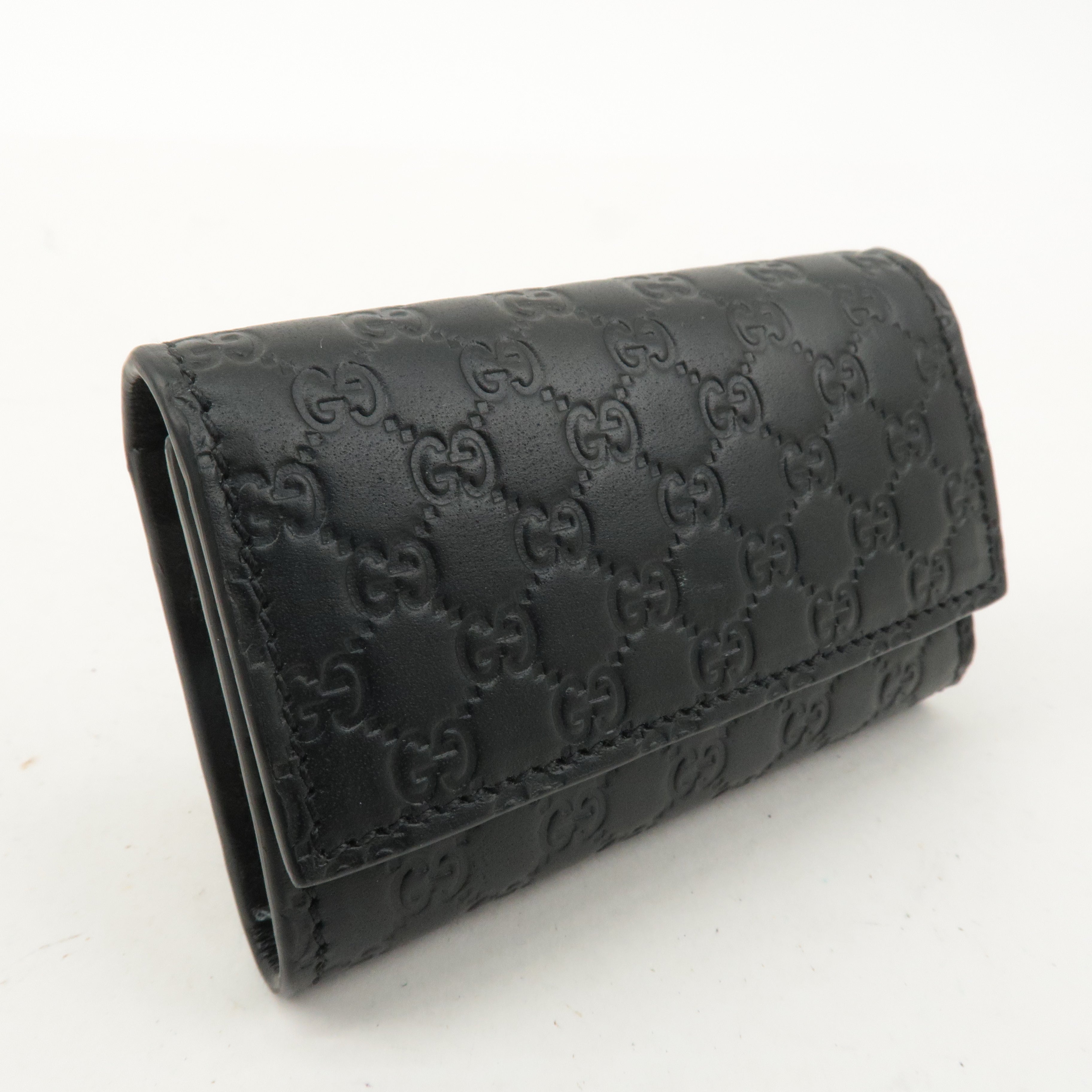 GUCCI Micro Guccissima Leather 6 Key Case Black 150402