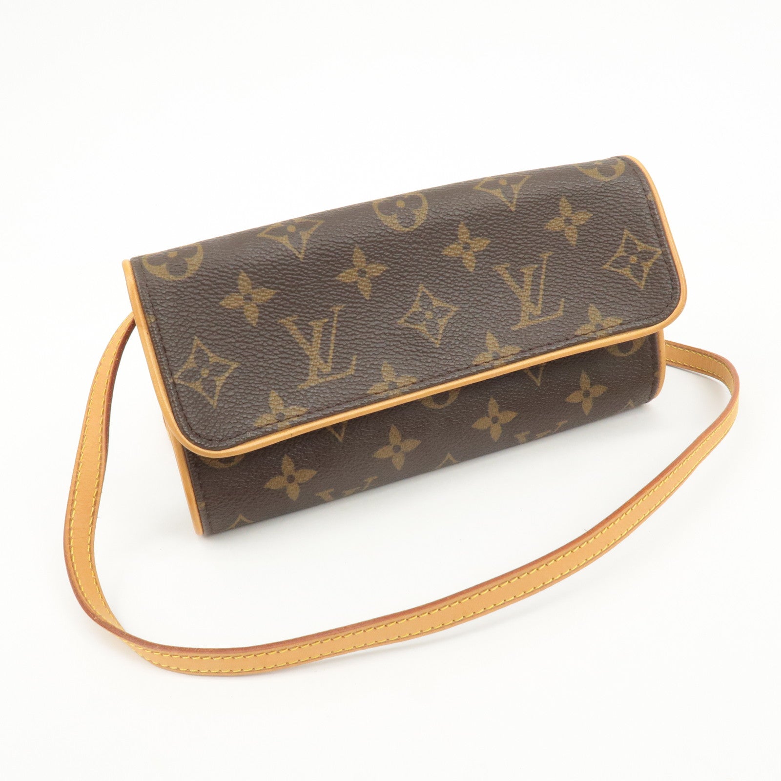 Louis Vuitton Monogram Pochette Twin PM 2Way Bag Brown M51854 Used