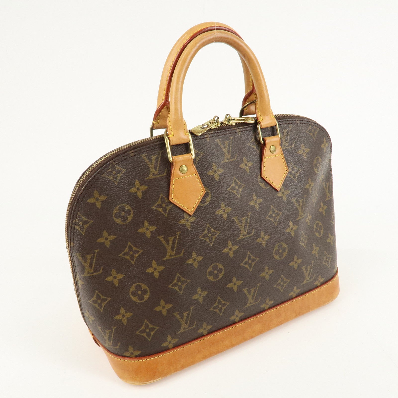 Louis Vuitton Monogram Alma Hand Bag Brown Gold HDW M51130