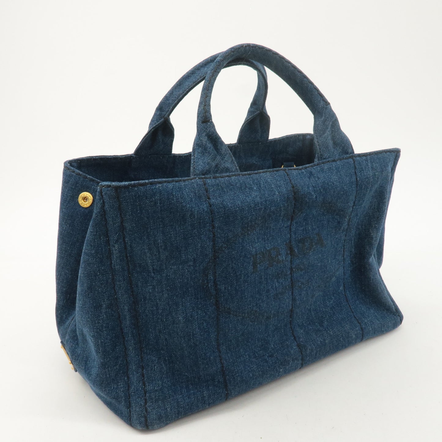 PRADA Canapa Denim 2Way Bag Hand Bag Shoulder Bag Blue B2642B