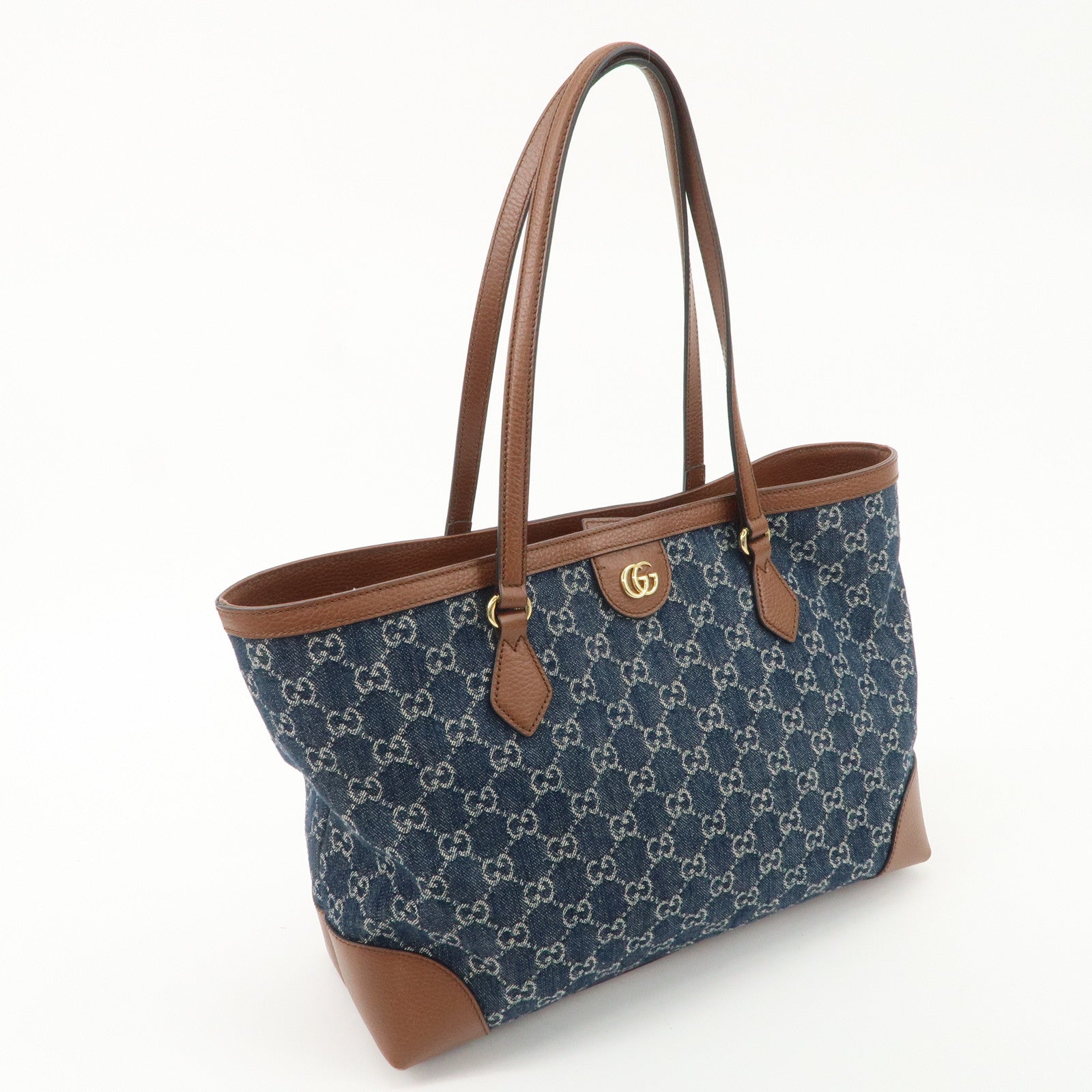 GUCCI Sherry Ophidia GG Denim Leather Medium Tote Bag 631685