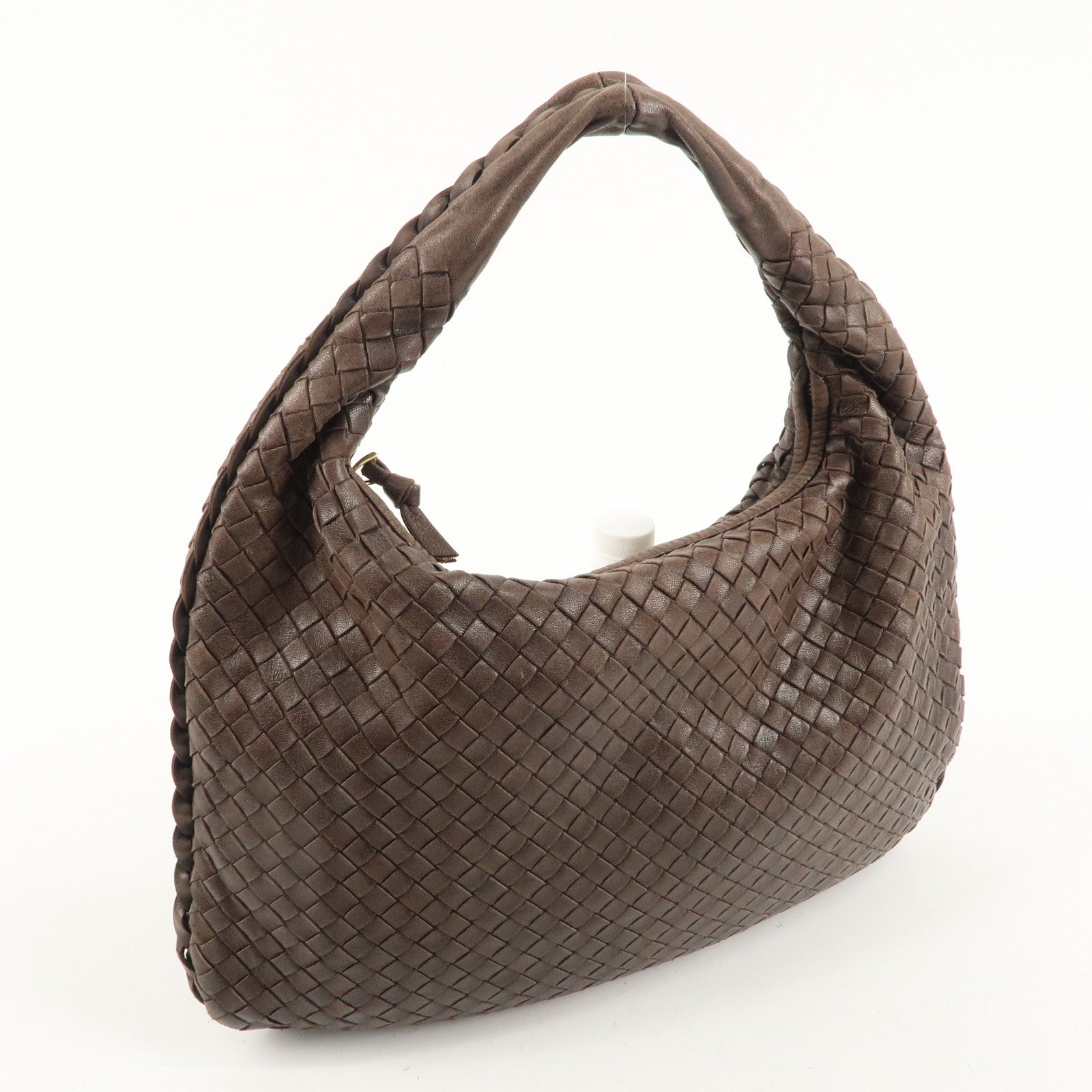 BOTTEGA VENETA Hobo Intrecciato Leather Shoulder Bag Brown 115653