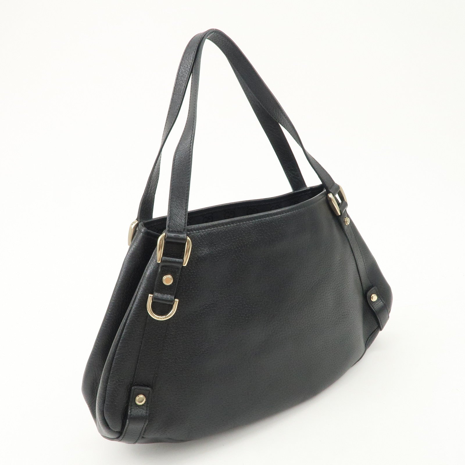 GUCCI Abbey Leather Tote Bag Hand Bag Black 130736 Used