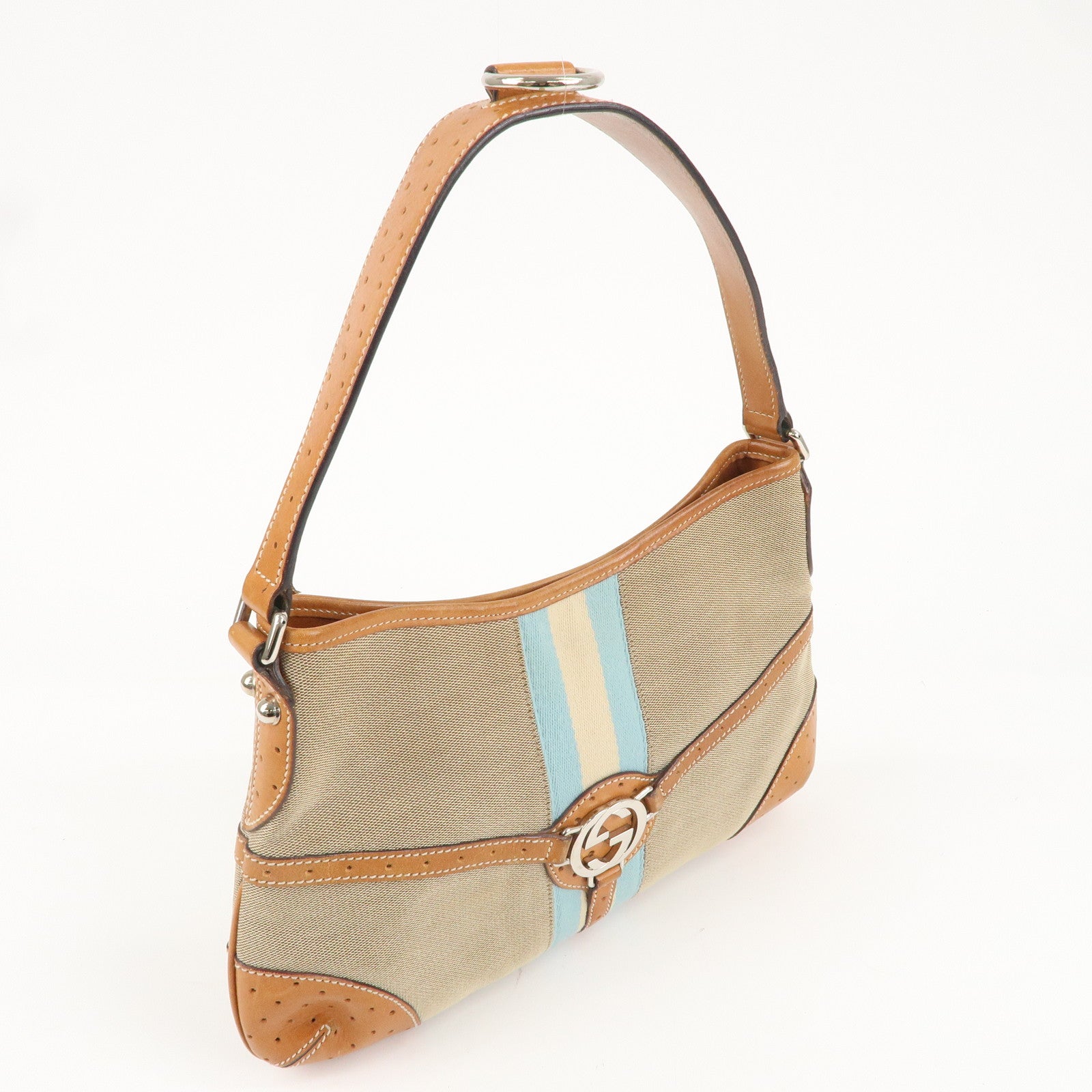 GUCCI Sherry Interlocking G Canvas Leather Shoulder Bag 114877