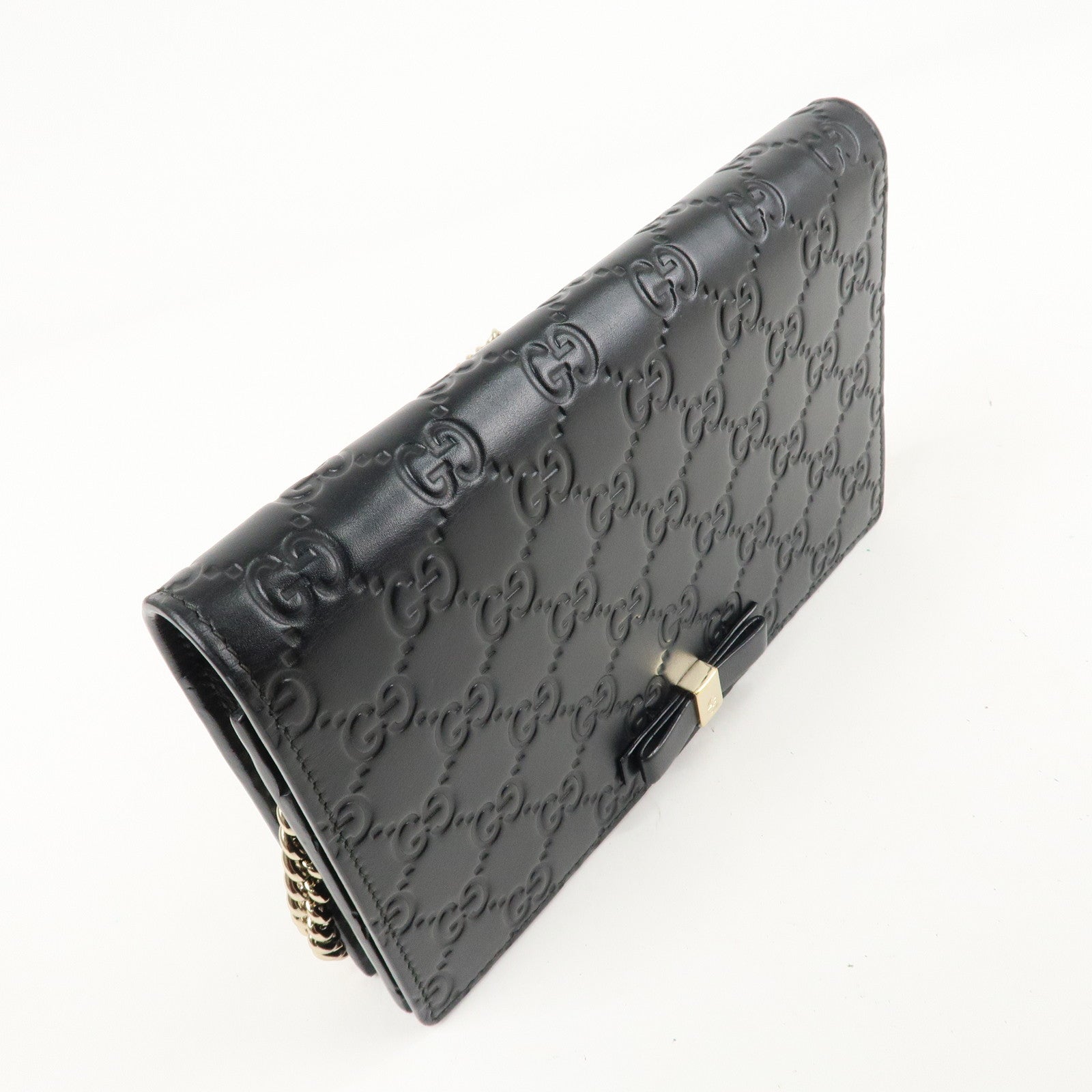 GUCCI Guccissima Leather Chain Wallet Black 431408