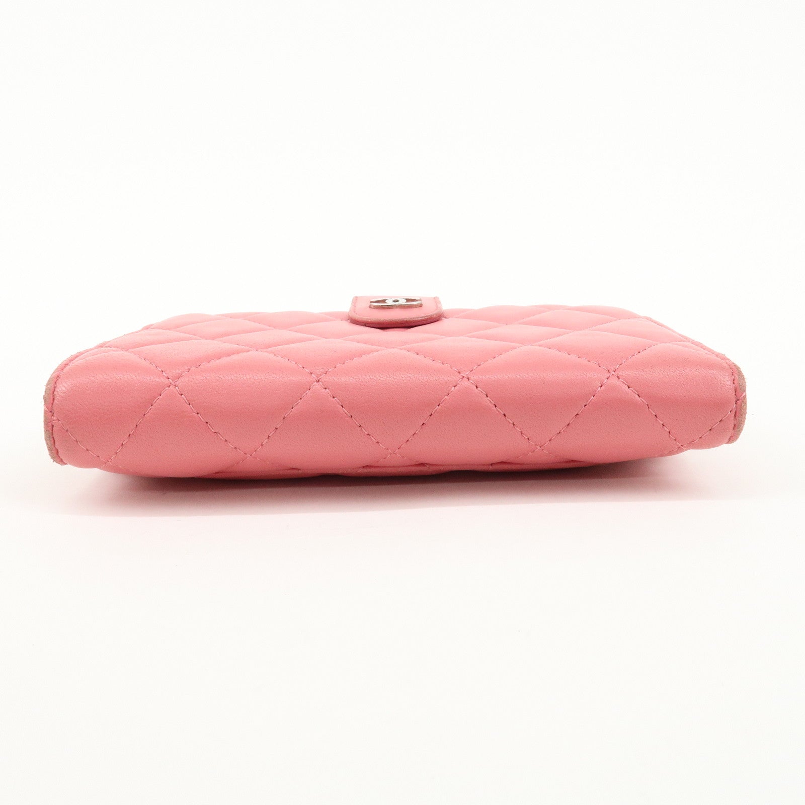 CHANEL Matelasse Lamb Skin Coco Mark Bi-fold Wallet Pink A48667