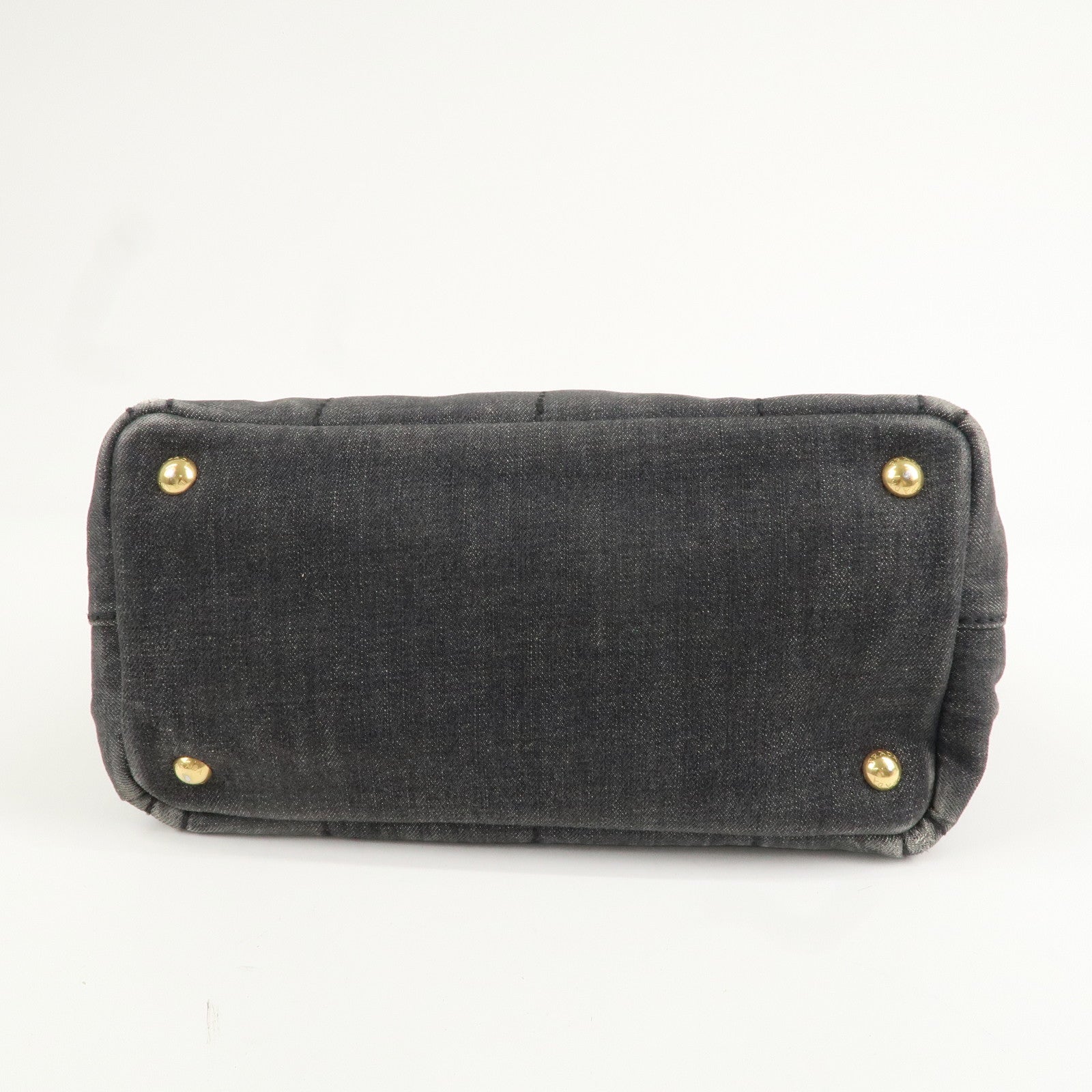 PRADA Logo Canapa Mini Canvas 2Way Bag Denim Black 1BG439