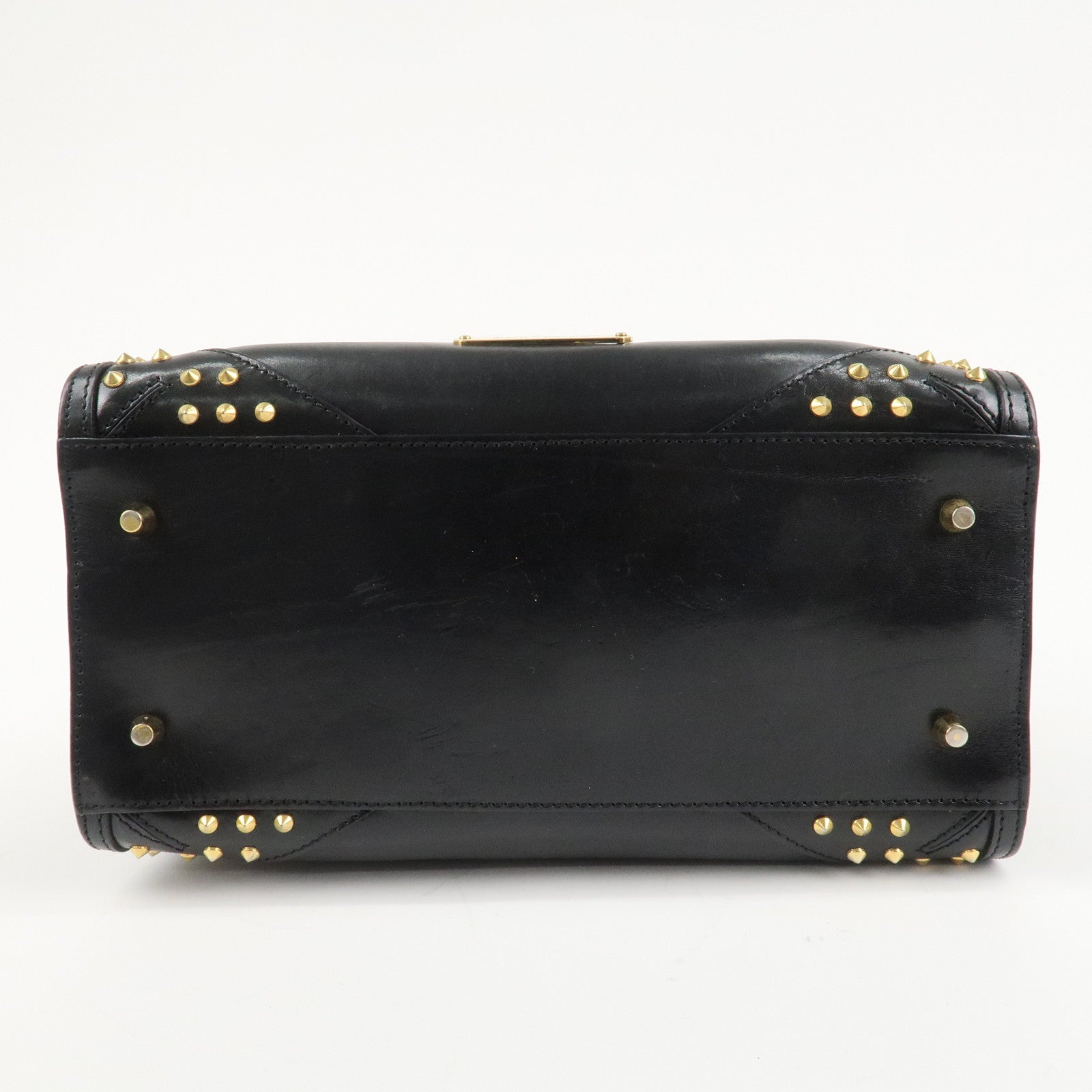 BURBERRY Leather 2Way Shoulder Bag Crossbody Bag Studs Black Used