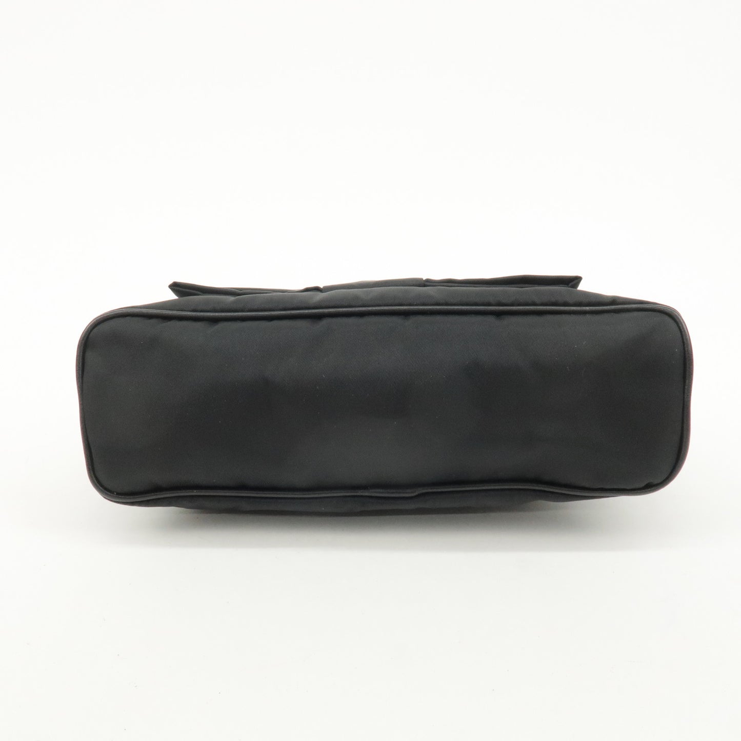 PRADA Nylon Leather Ribbon Hand Bag Pouch Nero Black 1N1439