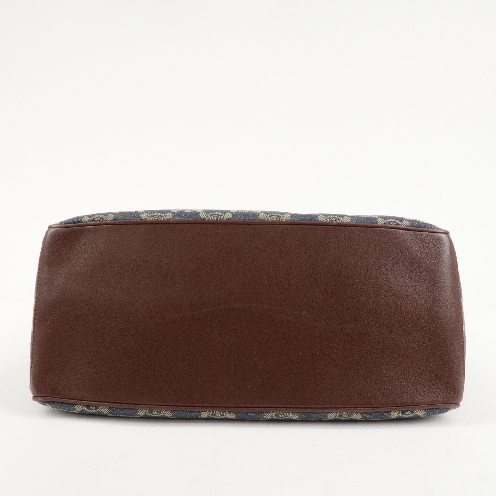 CELINE Macadam Denim Leather Boogie Bag Tote Bag Blue Brown Used