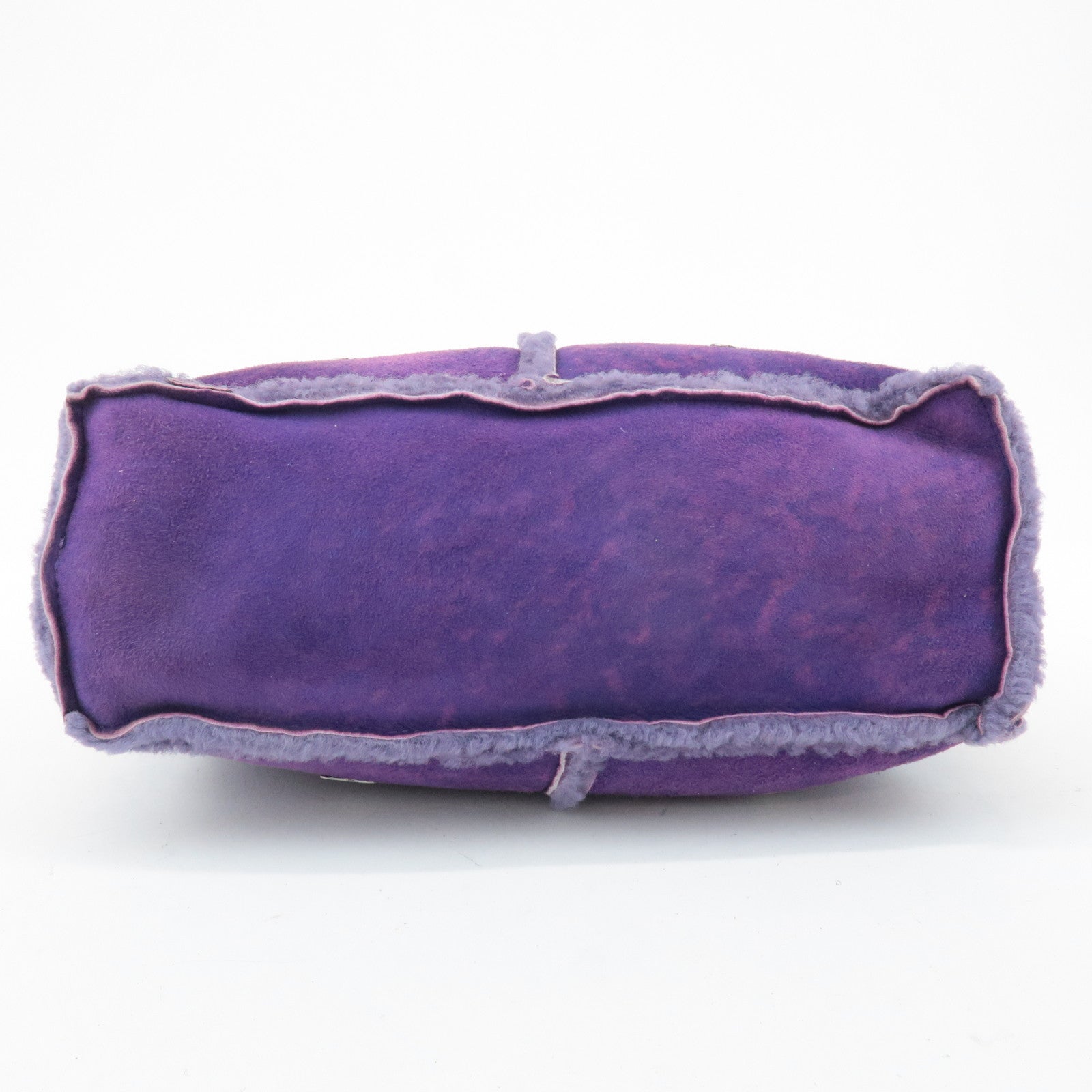 CHANEL COCO Mark Chocolate Bar Suede Mouton Shoulder Bag Purple Used