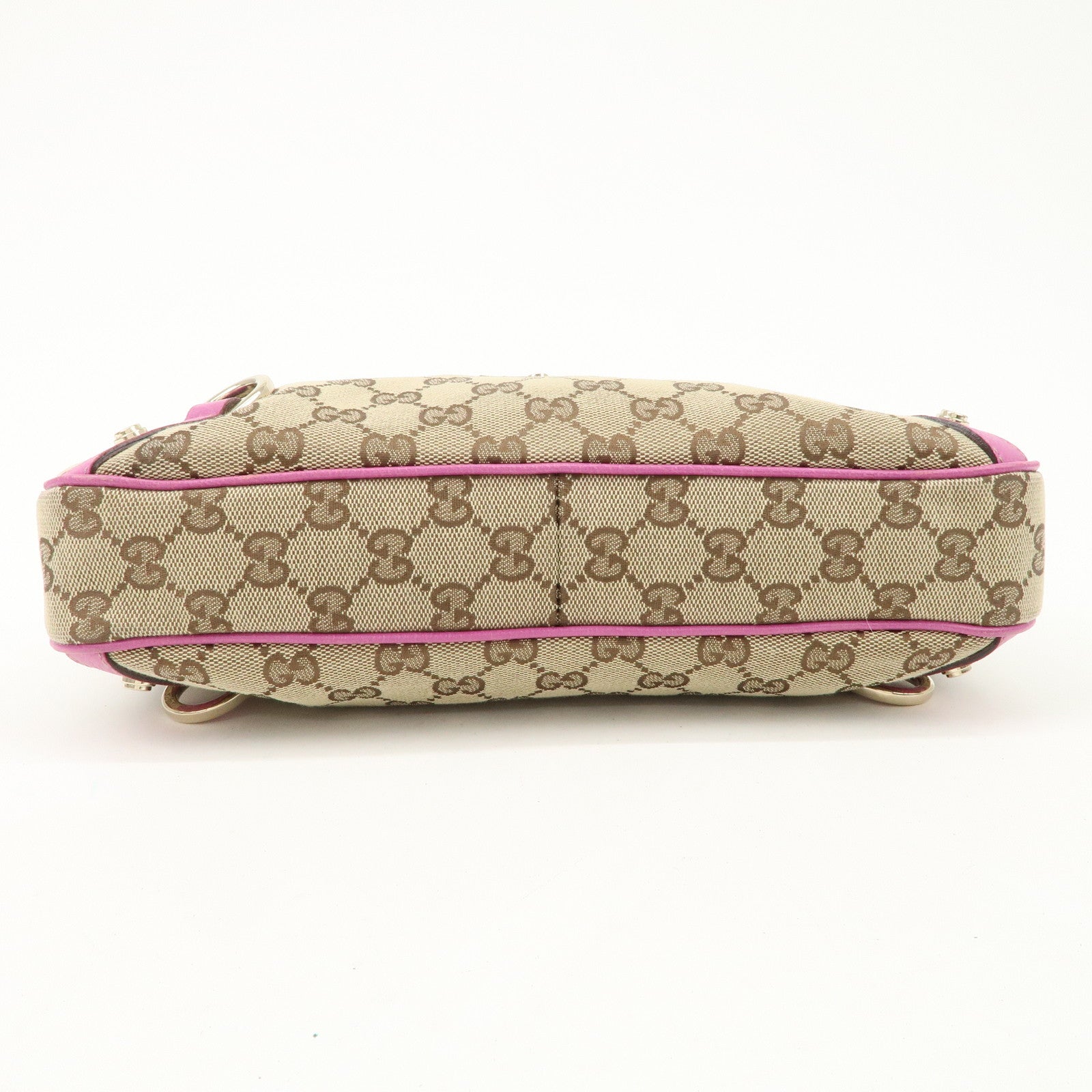 GUCCI Abbey GG Canvas Leather Shoulder Bag Beige Pink 130739 Used