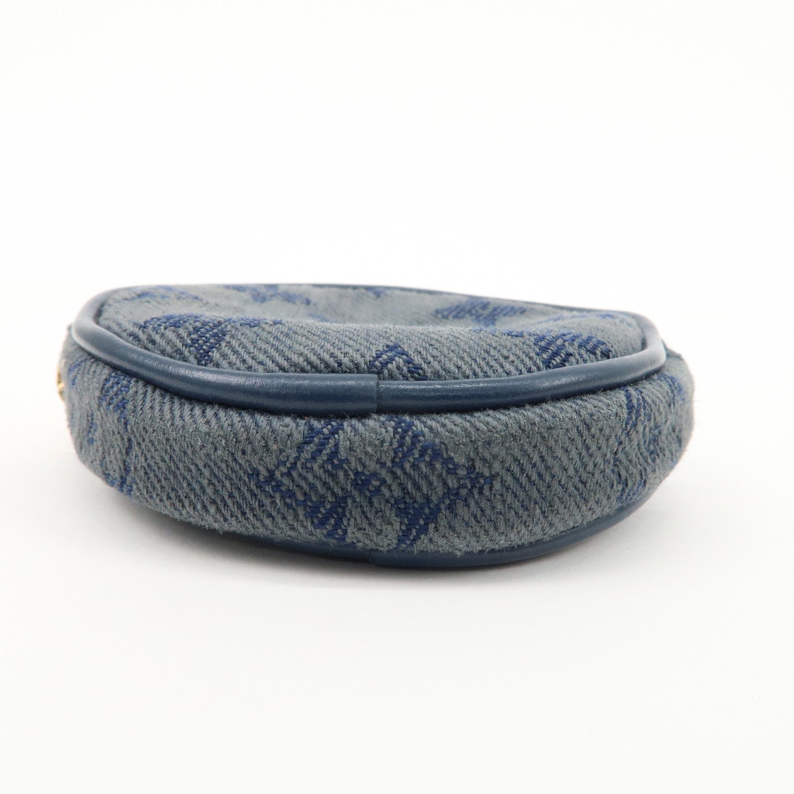 Louis Vuitton Monogram Denim Round Pouch Coin Case Blue M68290