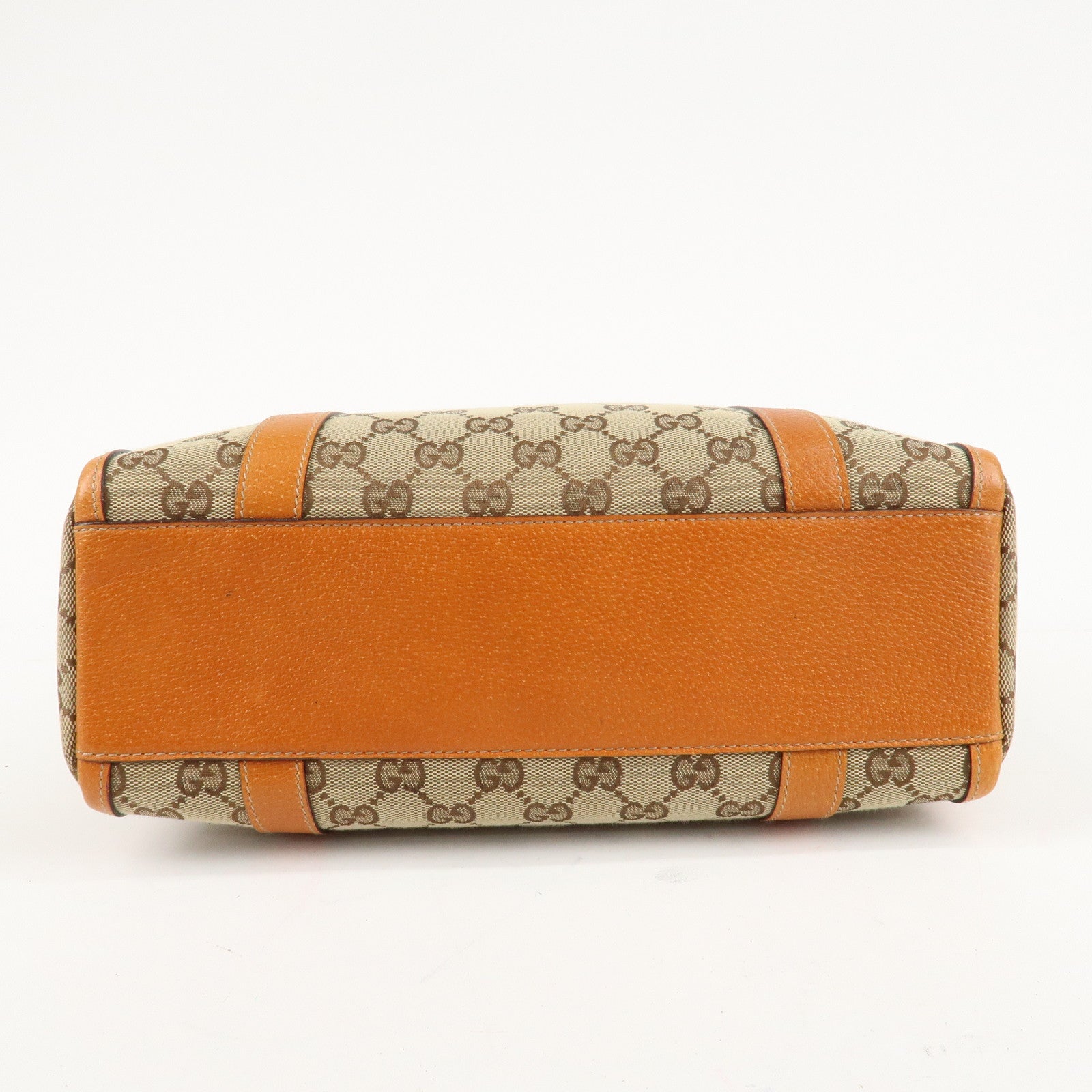 GUCCI Abbey GG Canvas Leather Mini Boston Bag Beige Orange 130942