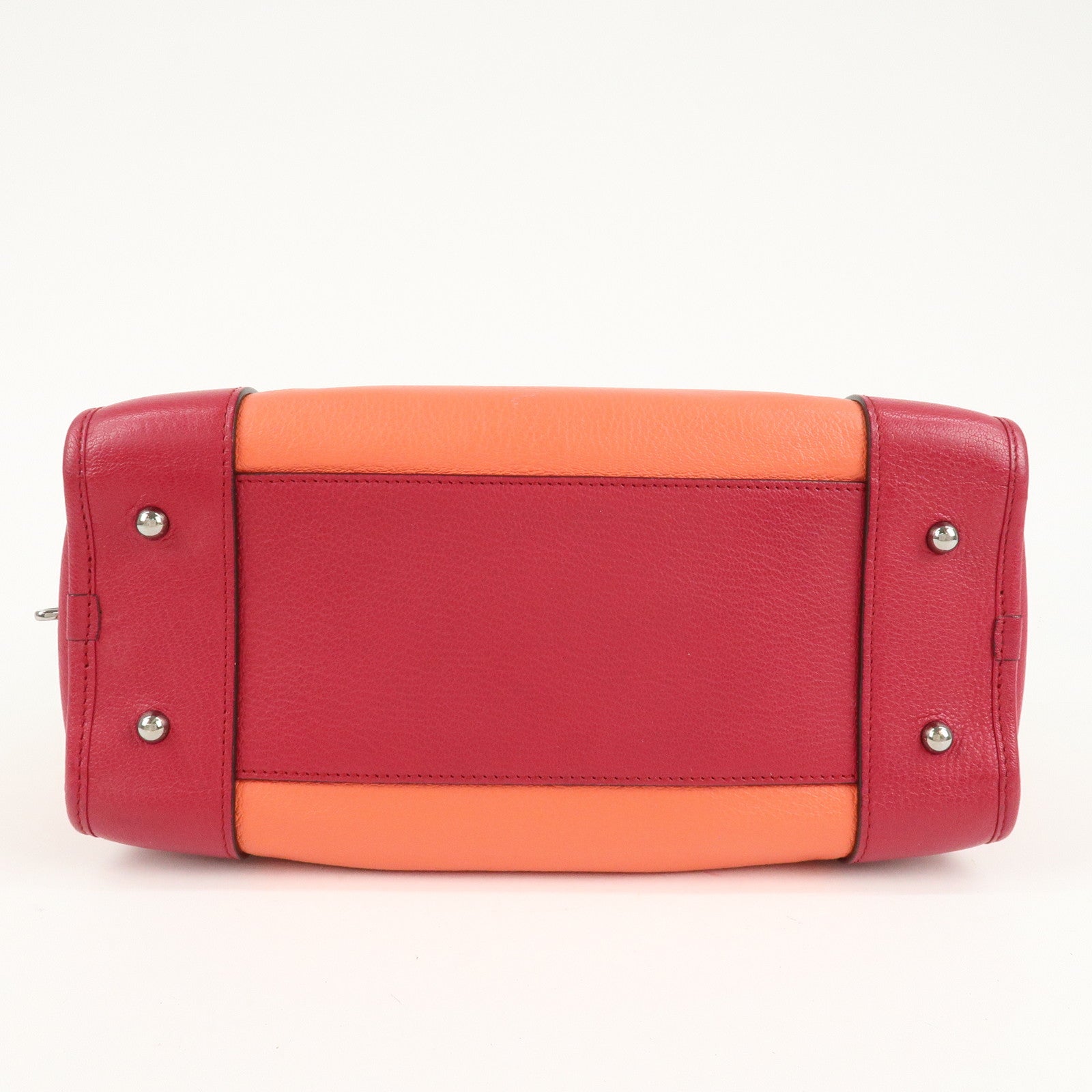 LOEWE Anagram Leather Amazona 28 Hand Bag Orange Bordeaux Pink