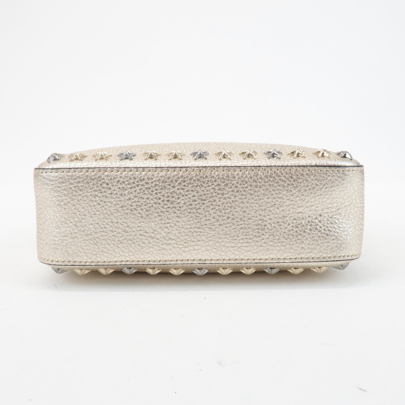 JIMMY CHOO Leather Studs Small Shoulder Bag Silver Used