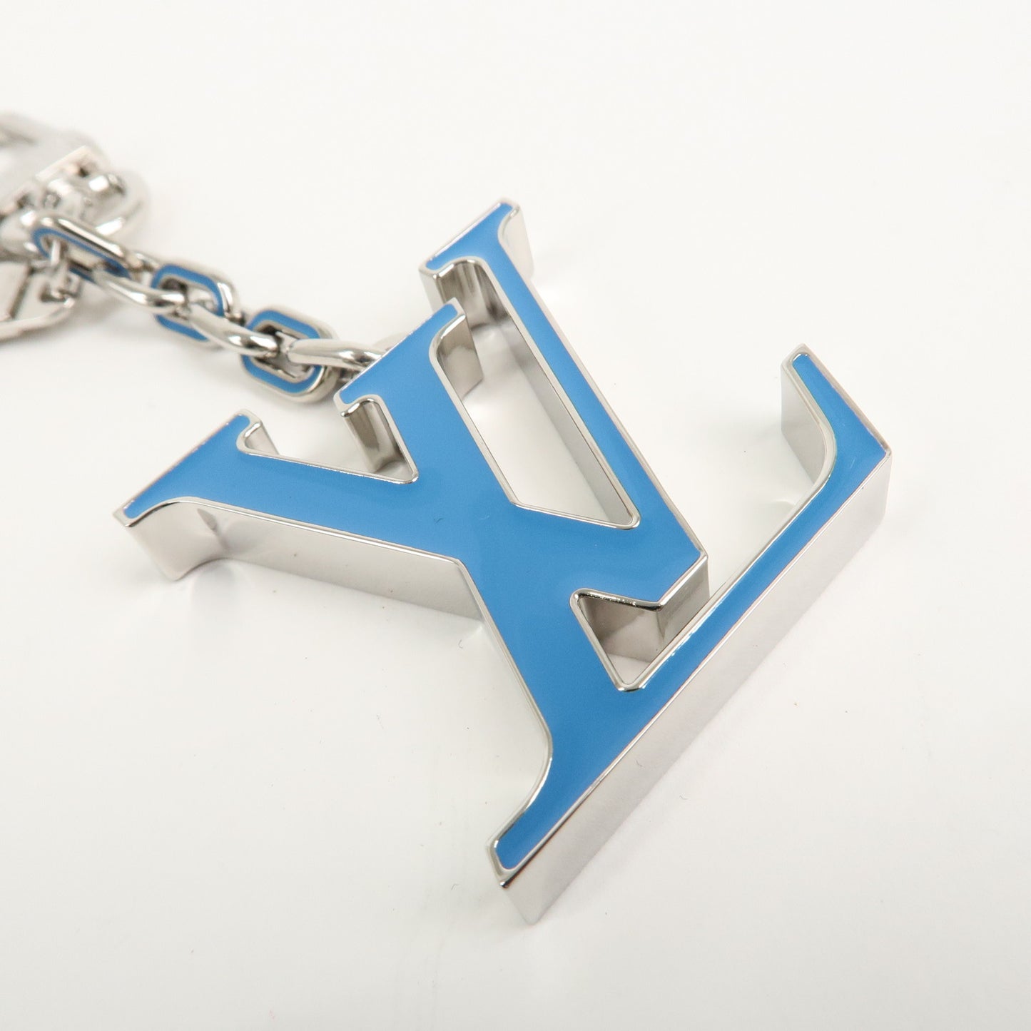 Louis Vuitton Porto Cles Neo LV Soft Key Chain Blue Silver M69303