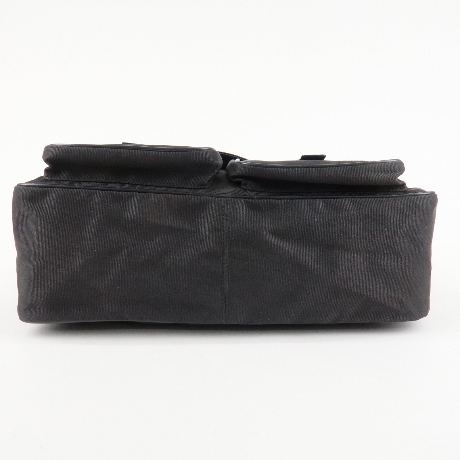 FENDI Nylon Canvas Leather Shoulder Bag Hand Bag Black Brown Used