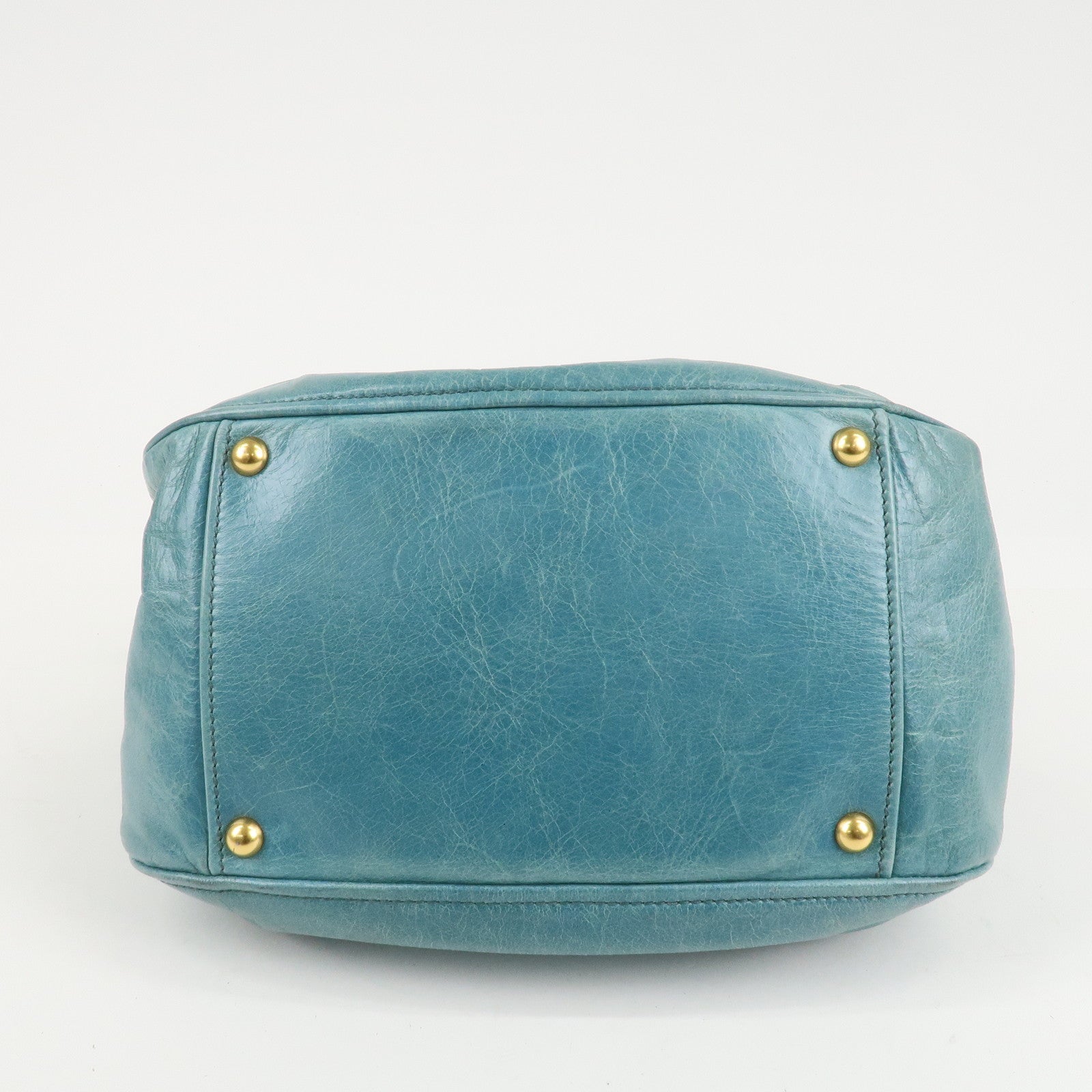 MIU MIU Leather 2Way Bag Shoulder Bag Hand Bag Blue