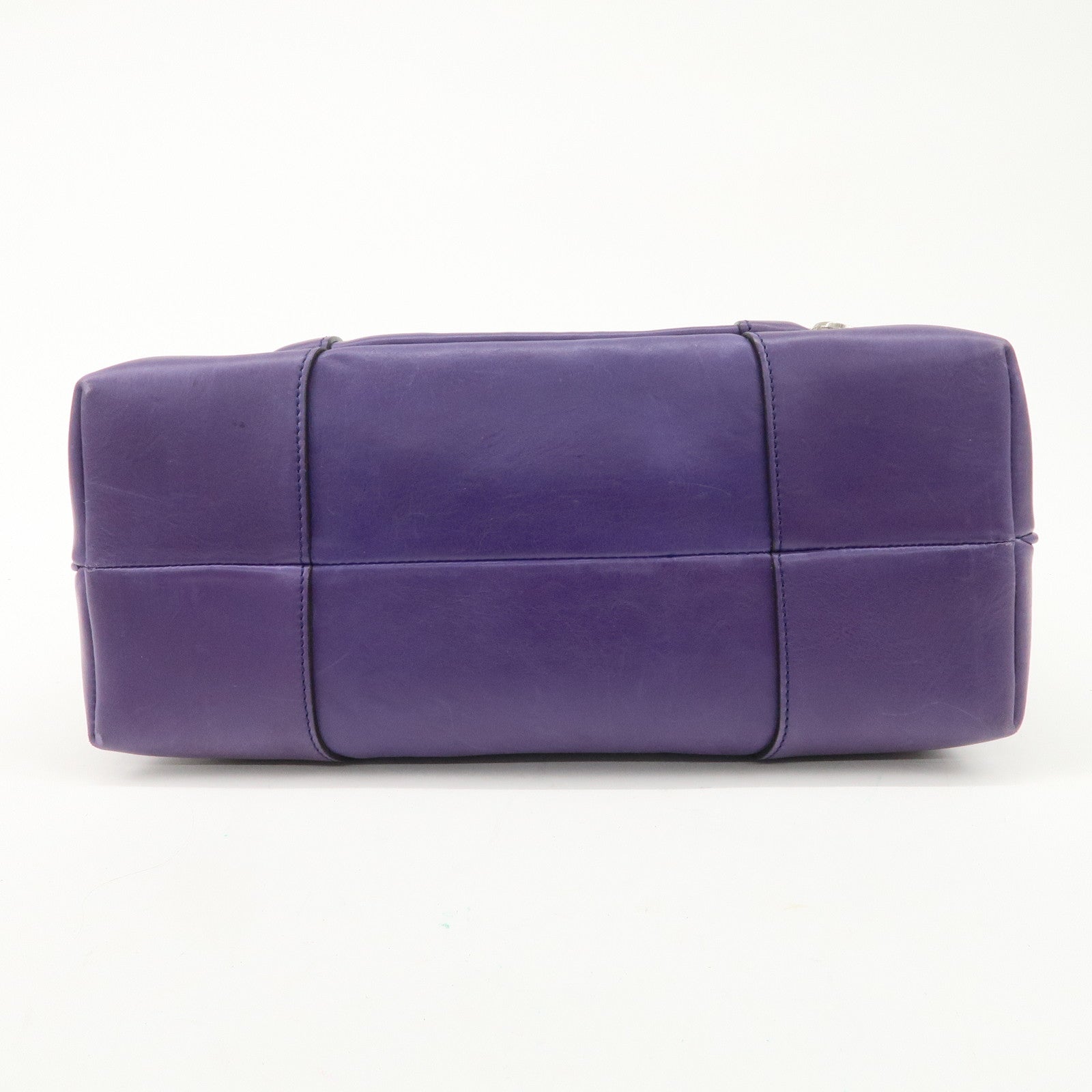 CELINE Leather Boogie Bag Hand Bag Purple Used