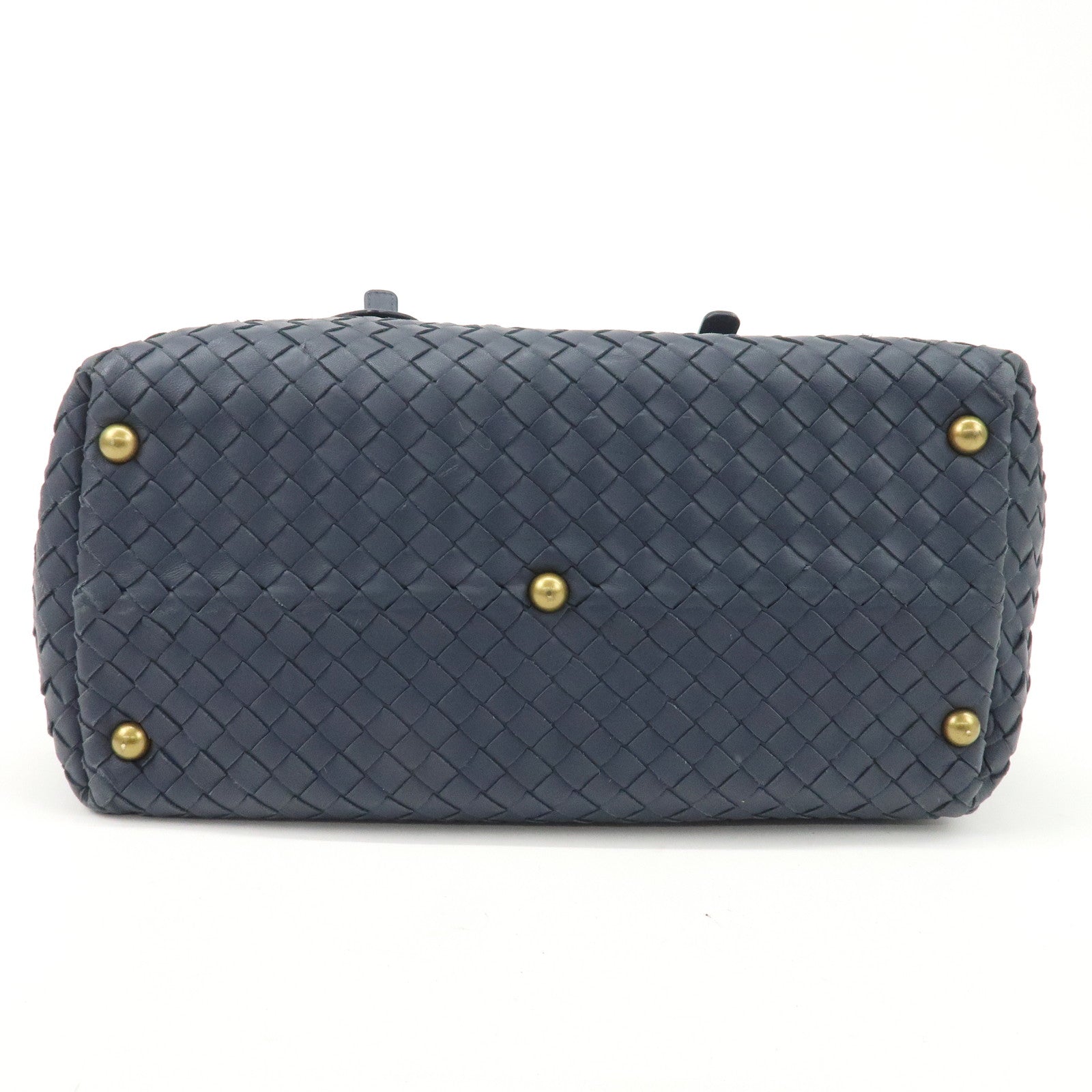 BOTTEGA VENETA Intrecciato Leather Hand Bag Shoulder Bag Navy