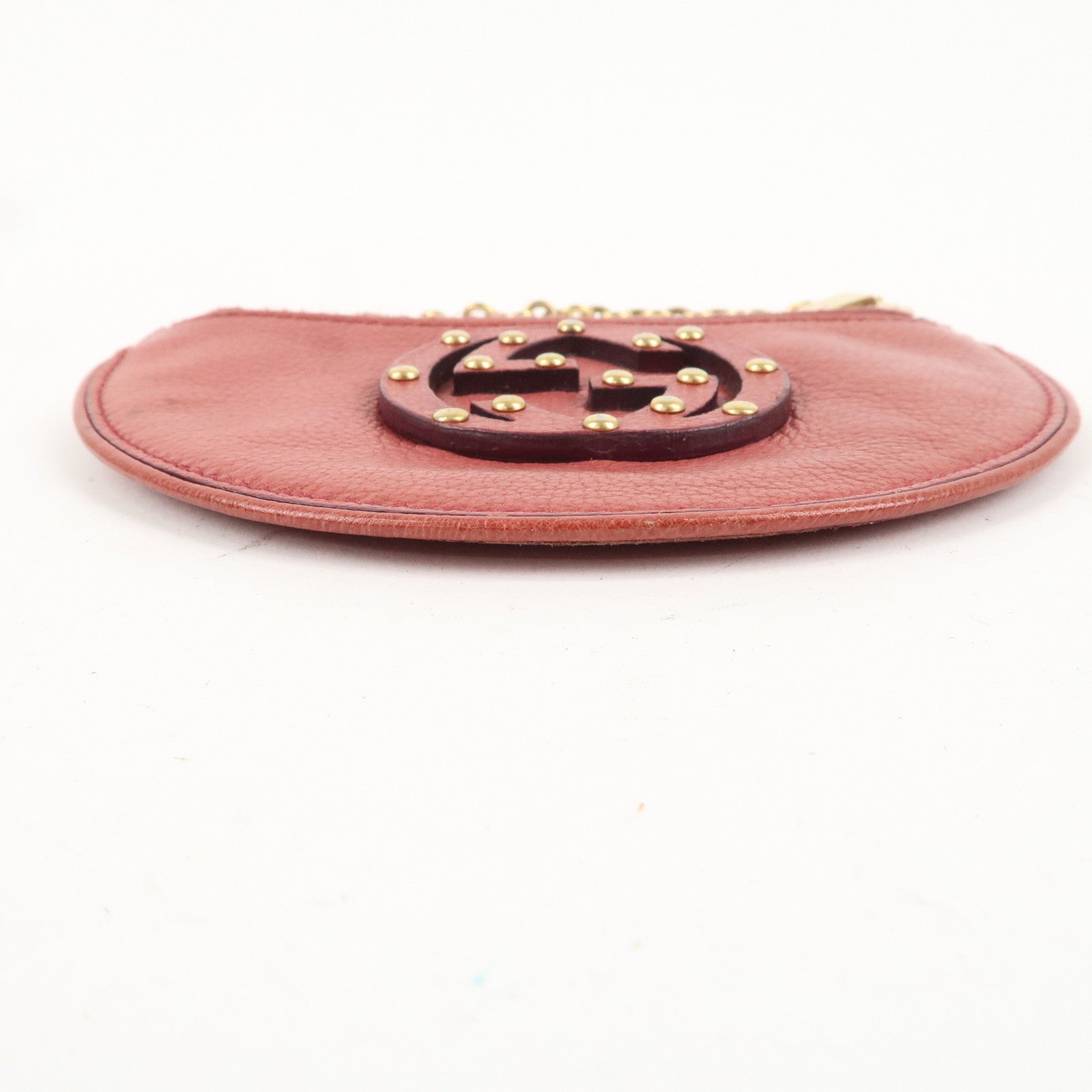 GUCCI Interlocking G Leather Coin Case Purse Pink 120970