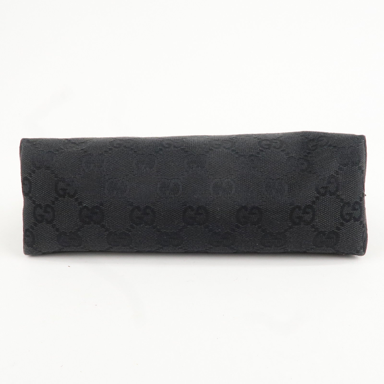 GUCCI GG Canvas Leather Small Hand Bag Pouch Black 103399