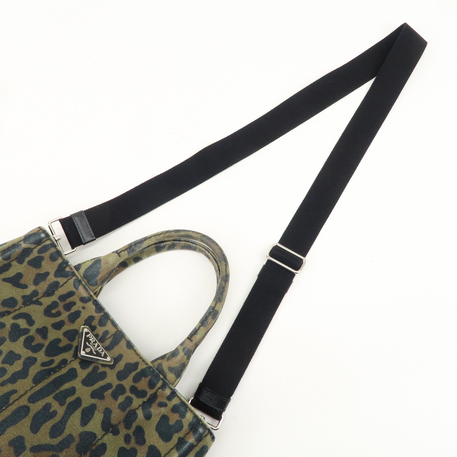 PRADA Canapa Mini Canvas 2Way Bag Hand Bag Leopard 1BG439