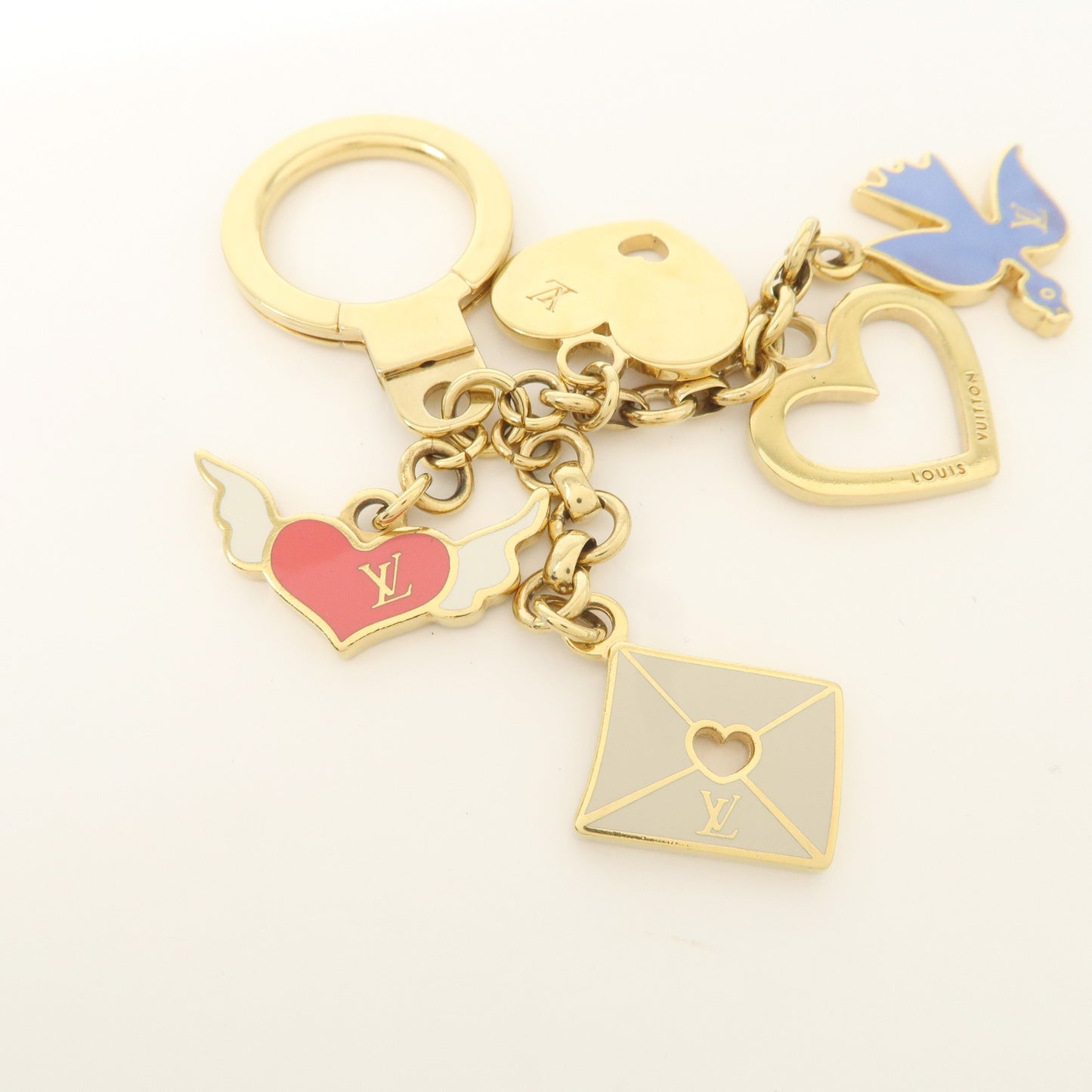 Louis Vuitton Porte Cles Message Charm Keychain Gold M66264