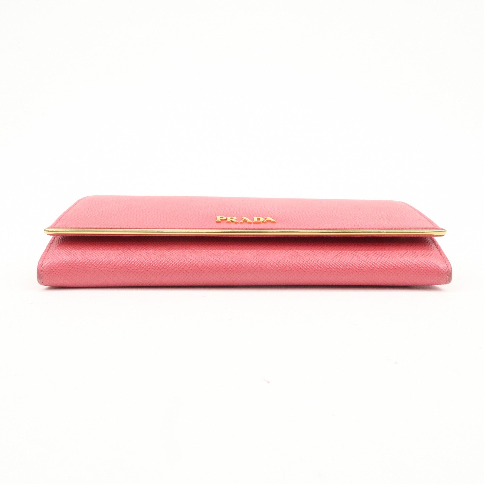 PRADA Saffiano Leather Bi Fold Long Wallet Pink 1MH132