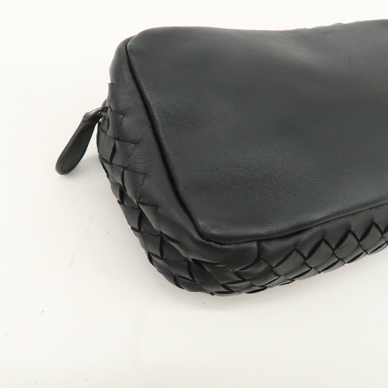 BOTTEGA VENETA Intrecciato Leather Pouch Cosmetic Pouch Black