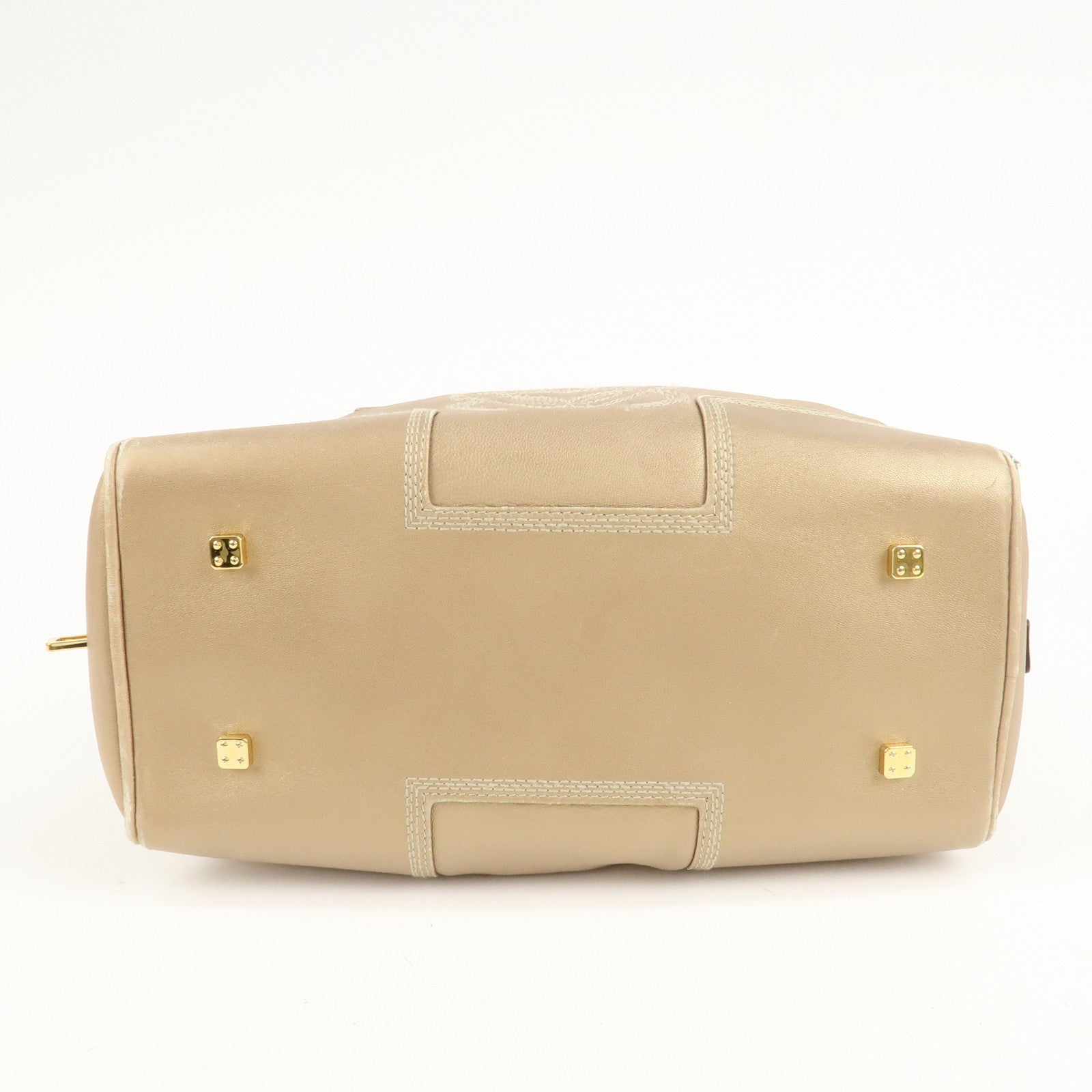 LOEWE Anagram Leather Amazona 28 Hand Bag Boston Bag Gold