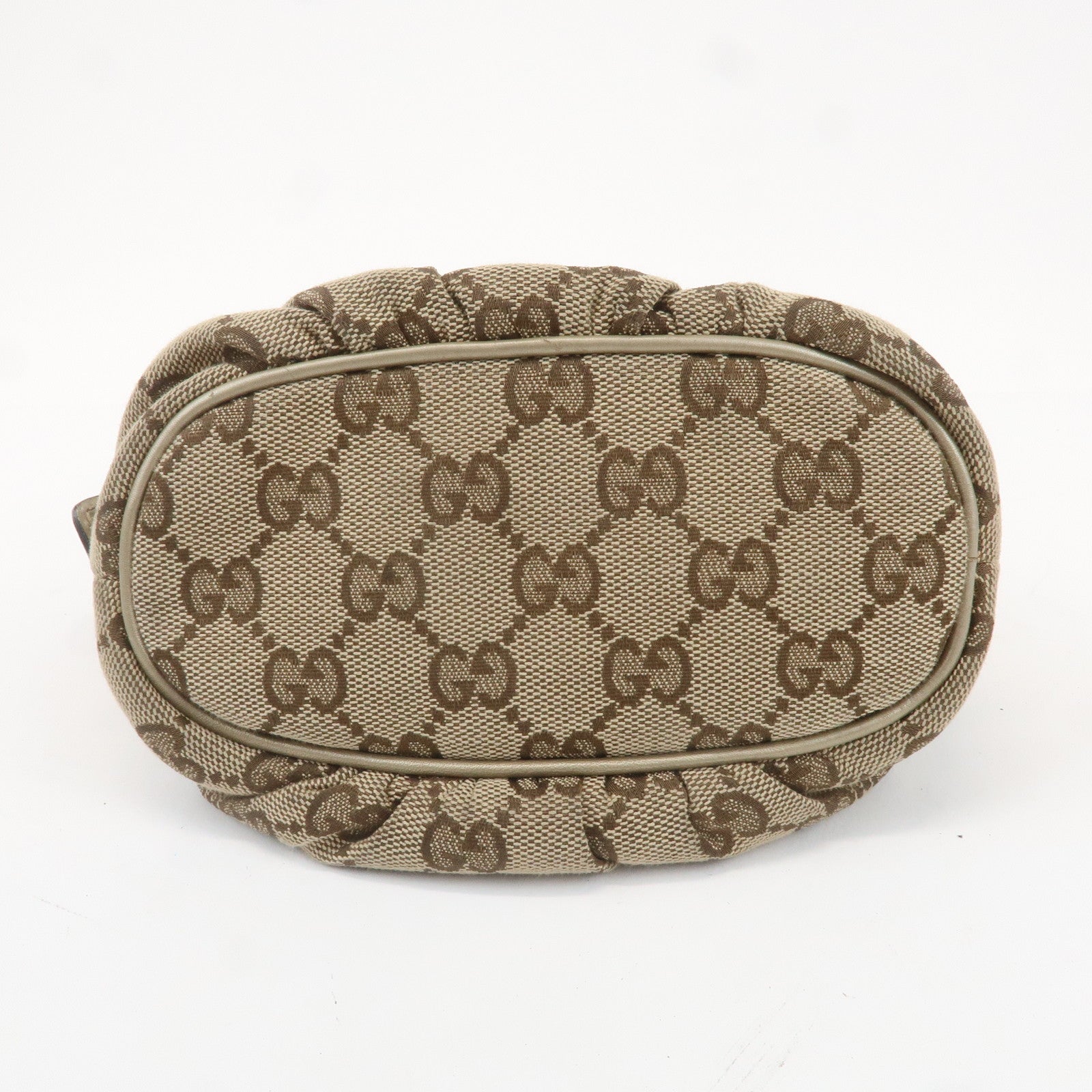 GUCCI Bamboo GG Canvas Leather Pouch Cosmetic Pouch 246175