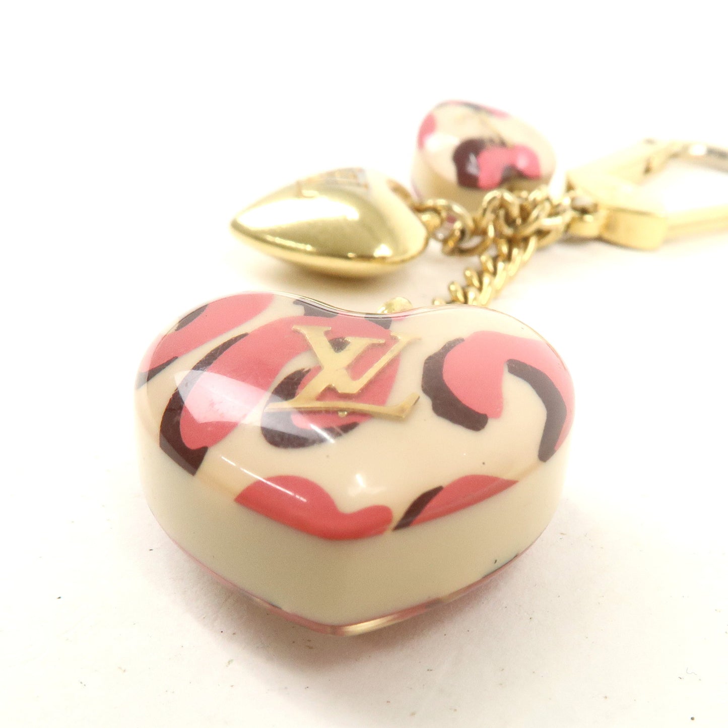 Louis Vuitton Porte Cles Leopard Bag Charm Blanc Corail M66263