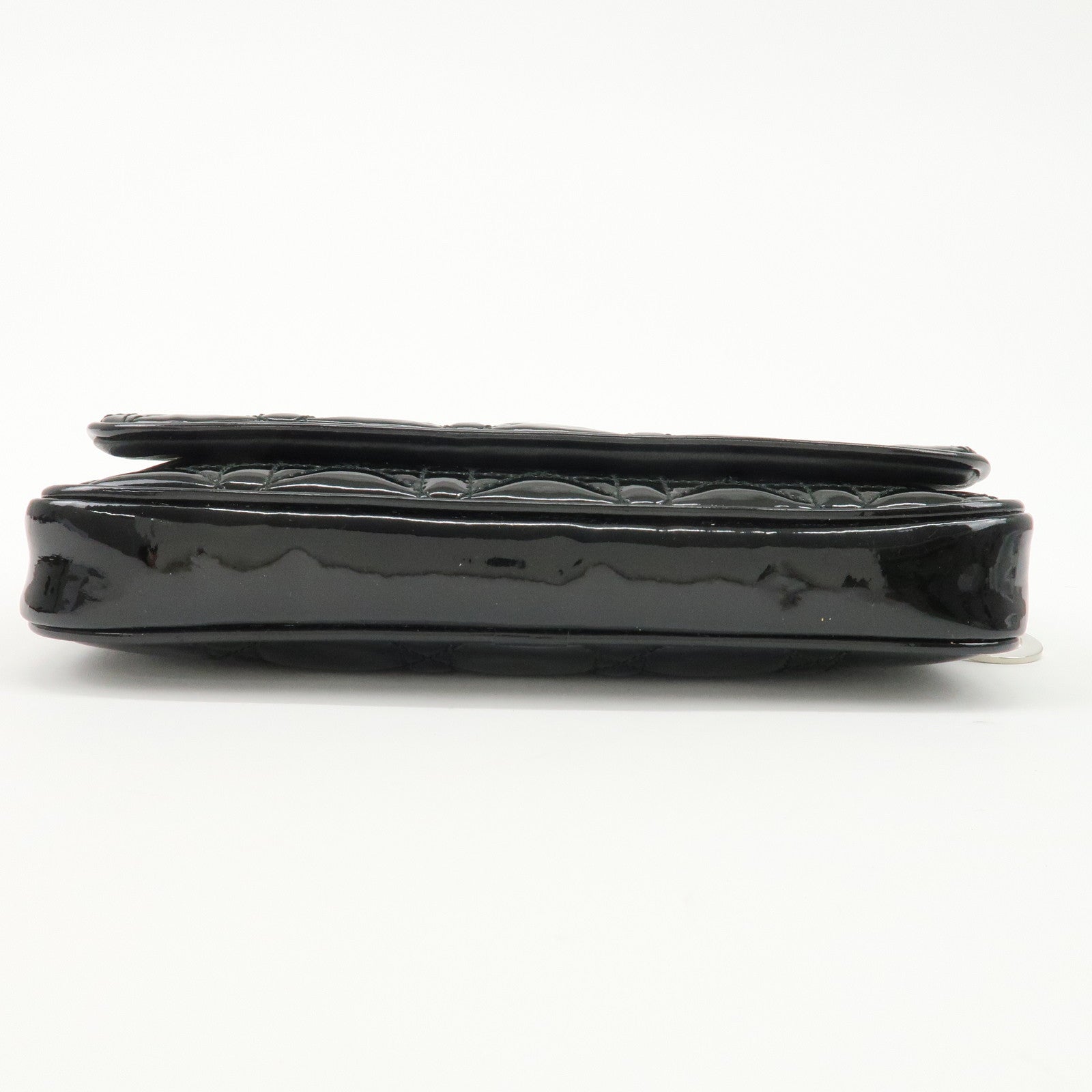 Christian Dior Cannage Patent Leather Chain Shoulder Bag Black Used