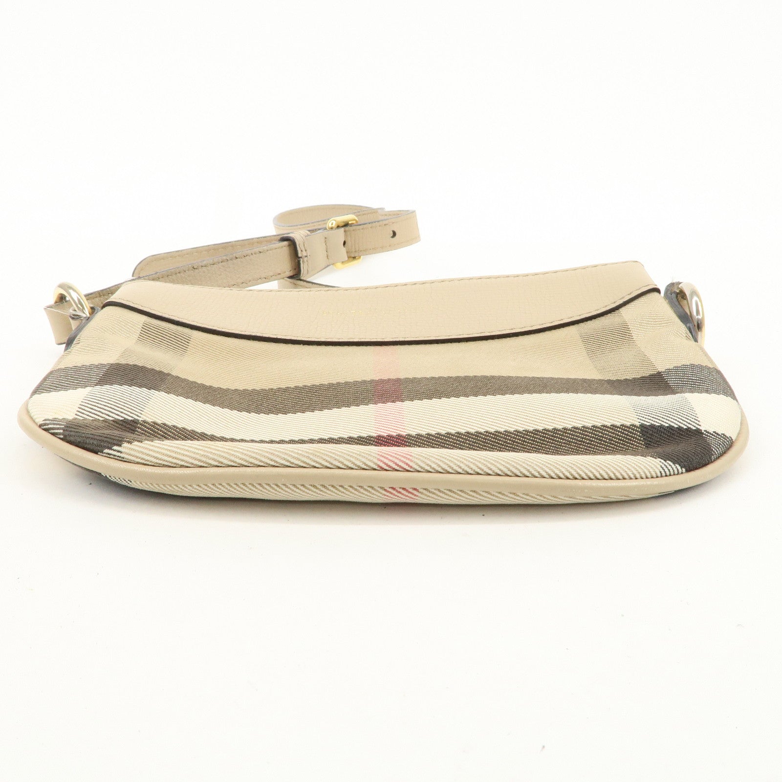 BURBERRY Nova Plaid Canvas Leather Shoulder Bag Beige