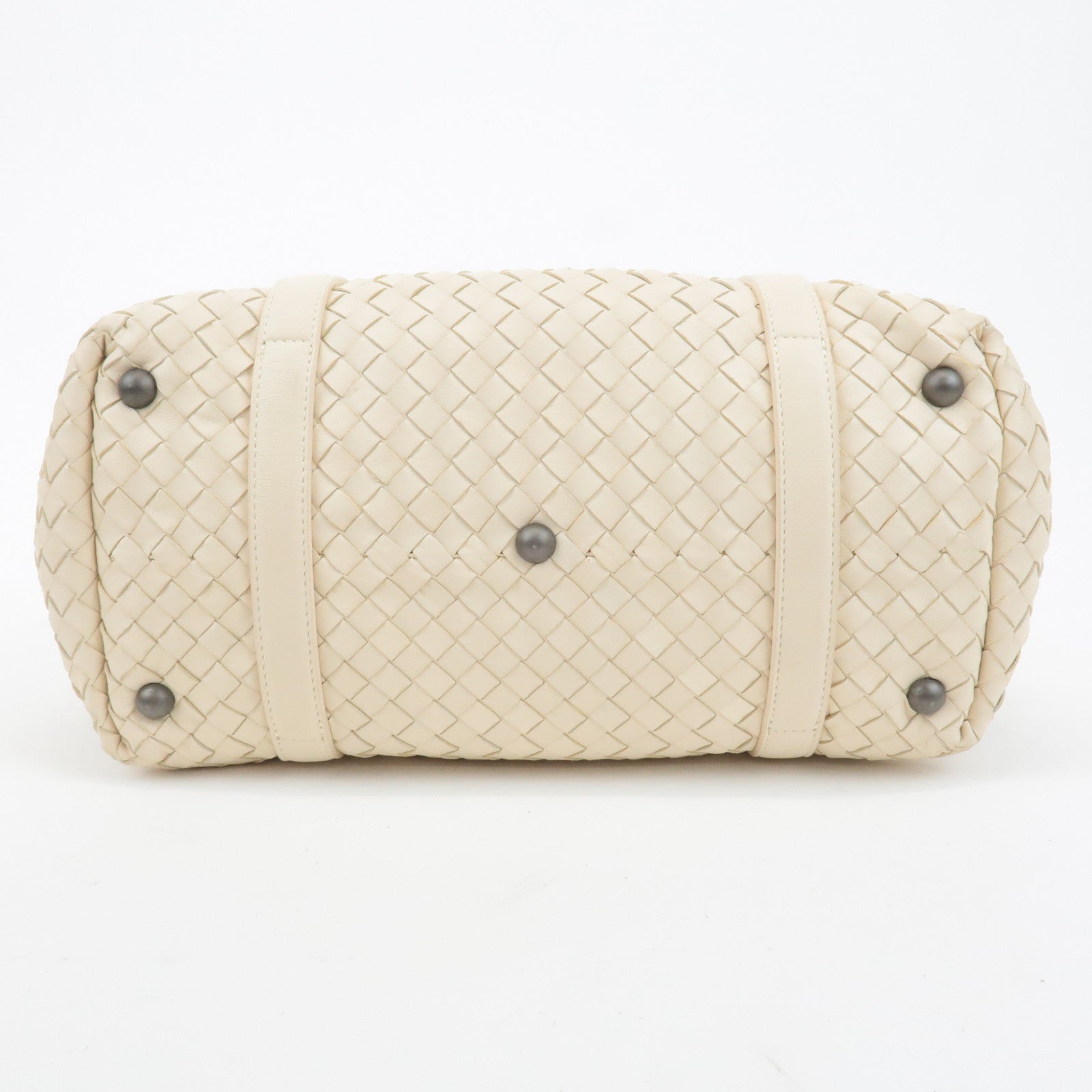 BOTTEGA VENETA Intrecciato Leather Montaigne Boston Bag Ivory