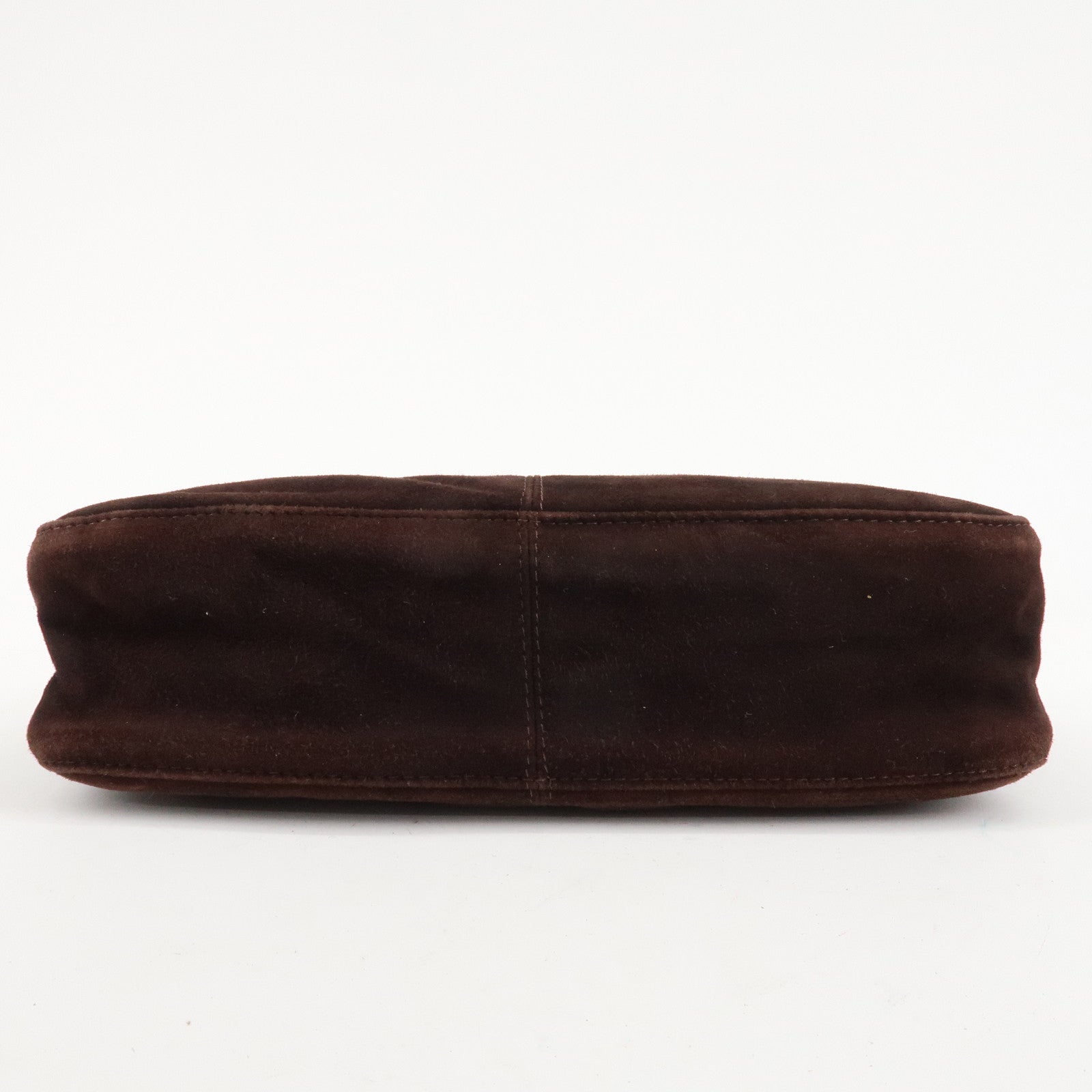FENDI Suede Leather Shoulder Bag Dark Brown 26722 Used