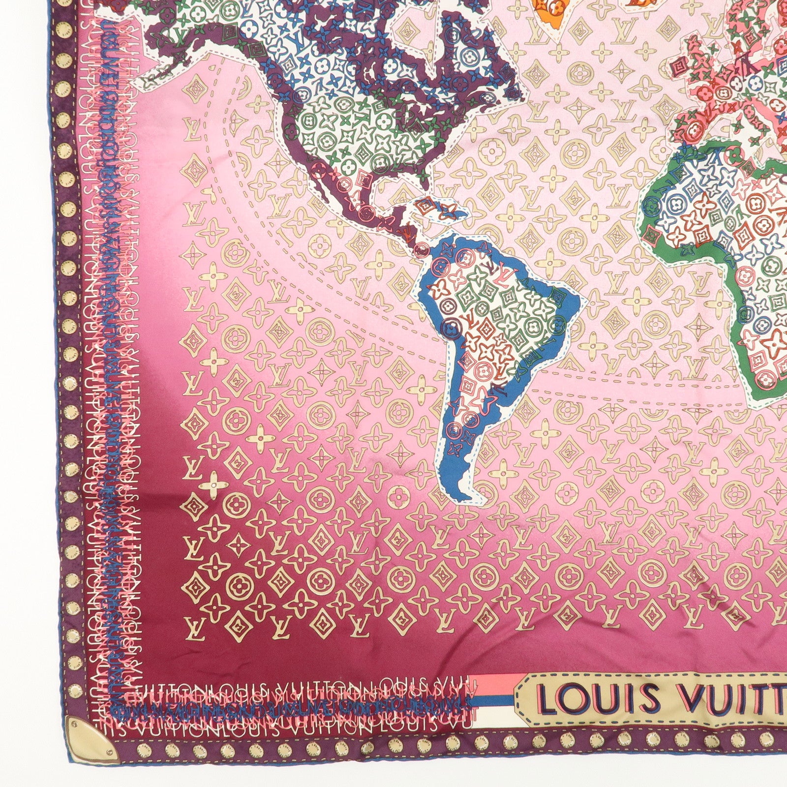 Louis Vuitton Monogram Carre World Map Silk Scarf 90×90