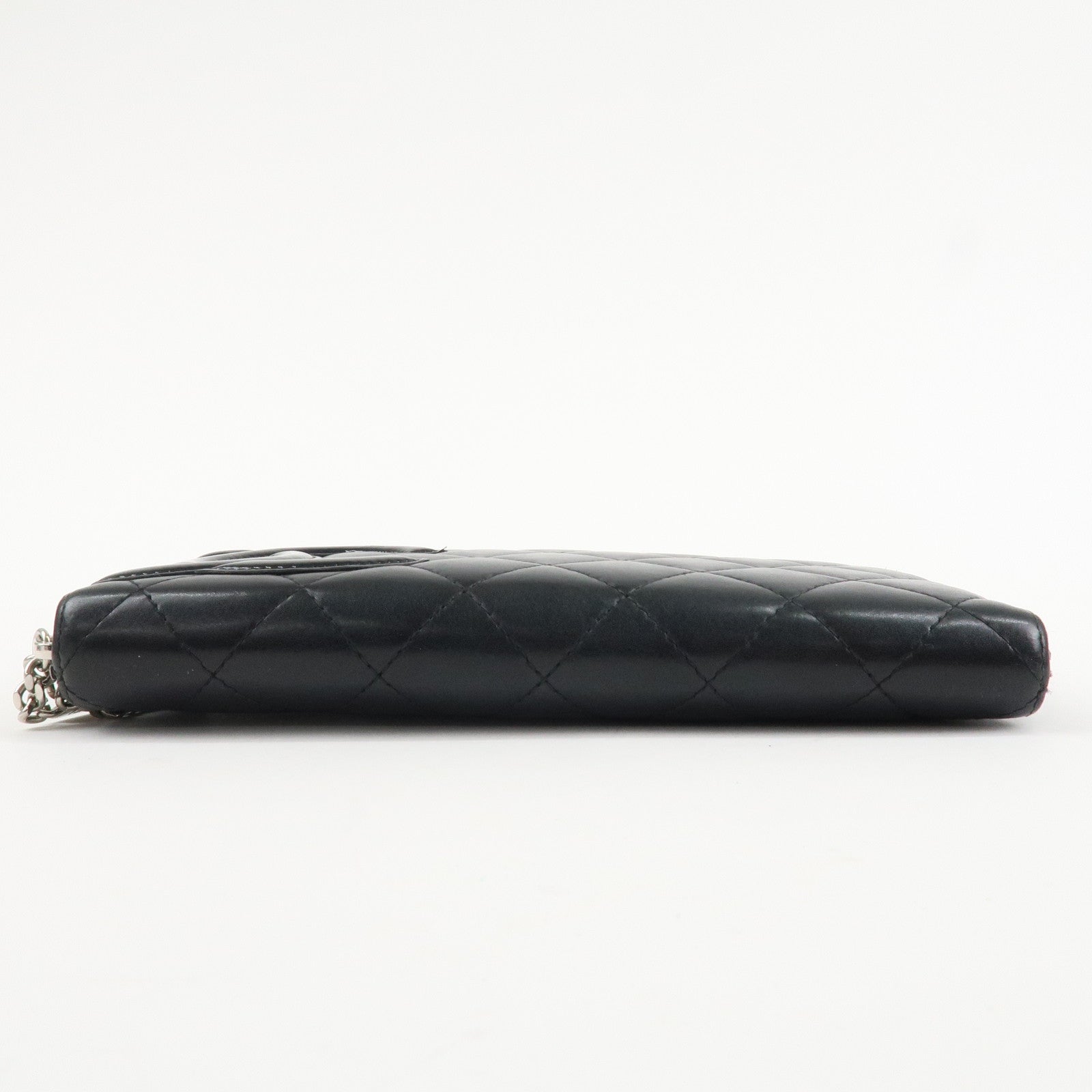 CHANEL Cambon Line Patent Leather Zip Around Long Wallet A50078 Used