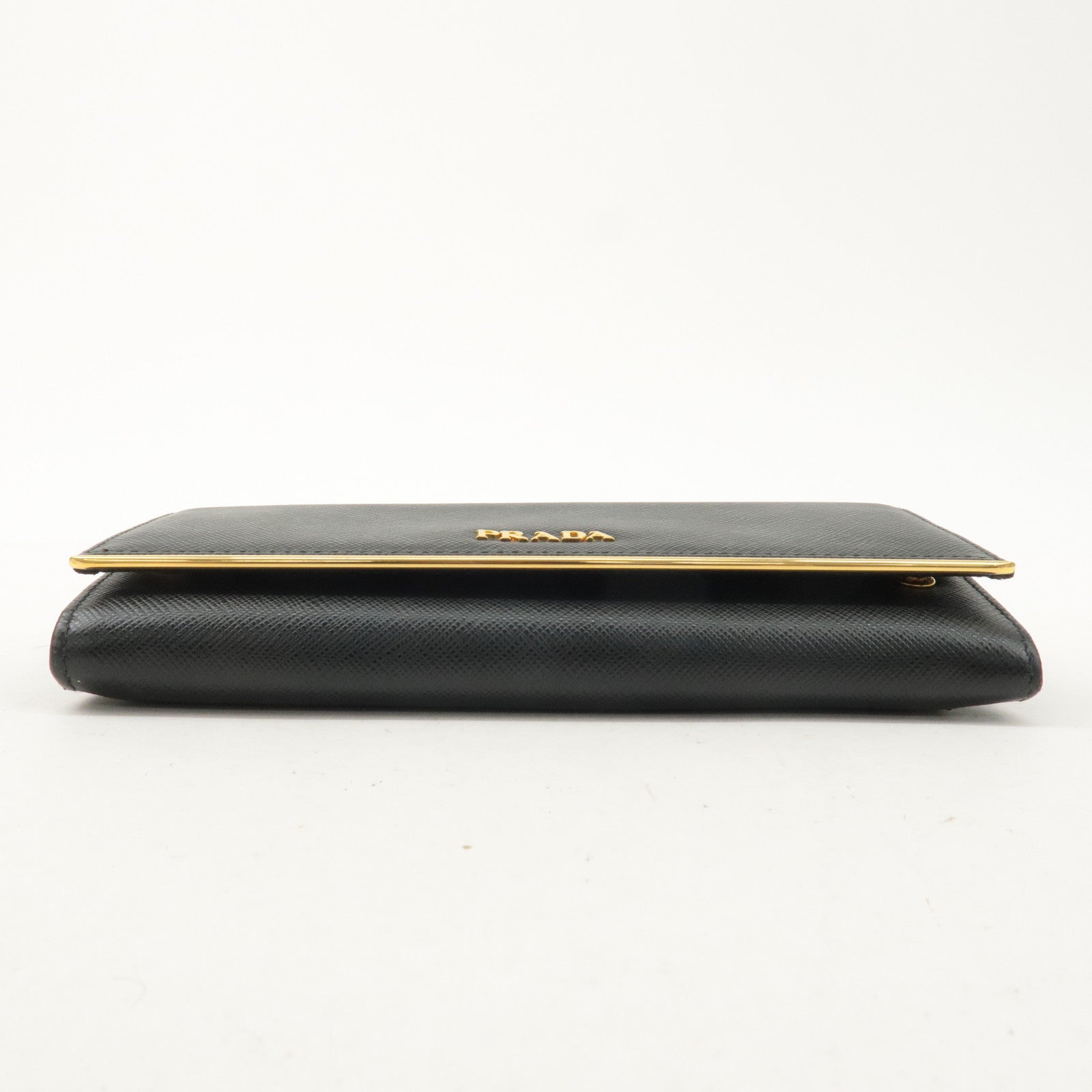 PRADA Saffiano Leather Bi-fold Long Wallet Black 1MH132