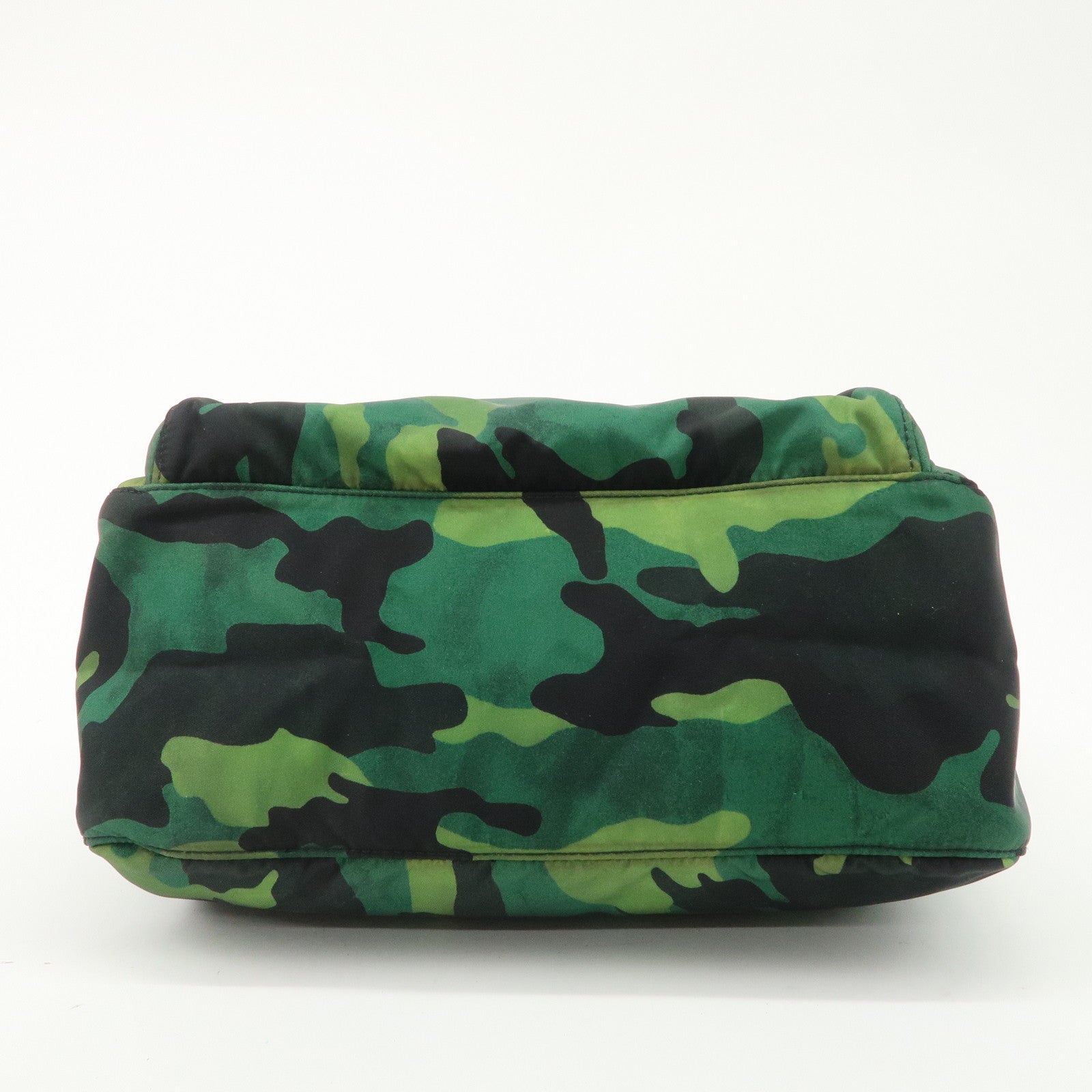 PRADA Logo Nylon Leather Camouflage Shoulder Bag Green Black Used