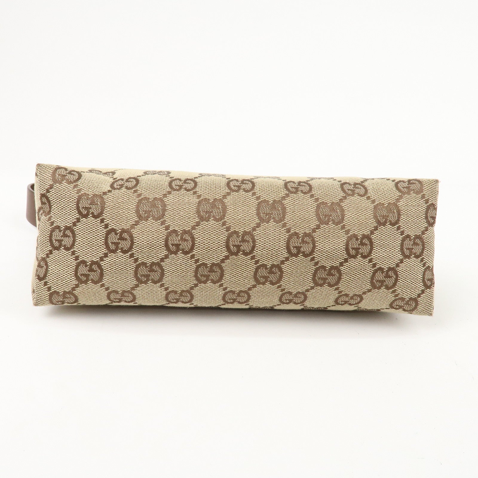 GUCCI GG Canvas Leather Small Hand Bag Pouch Beige Brown 103399