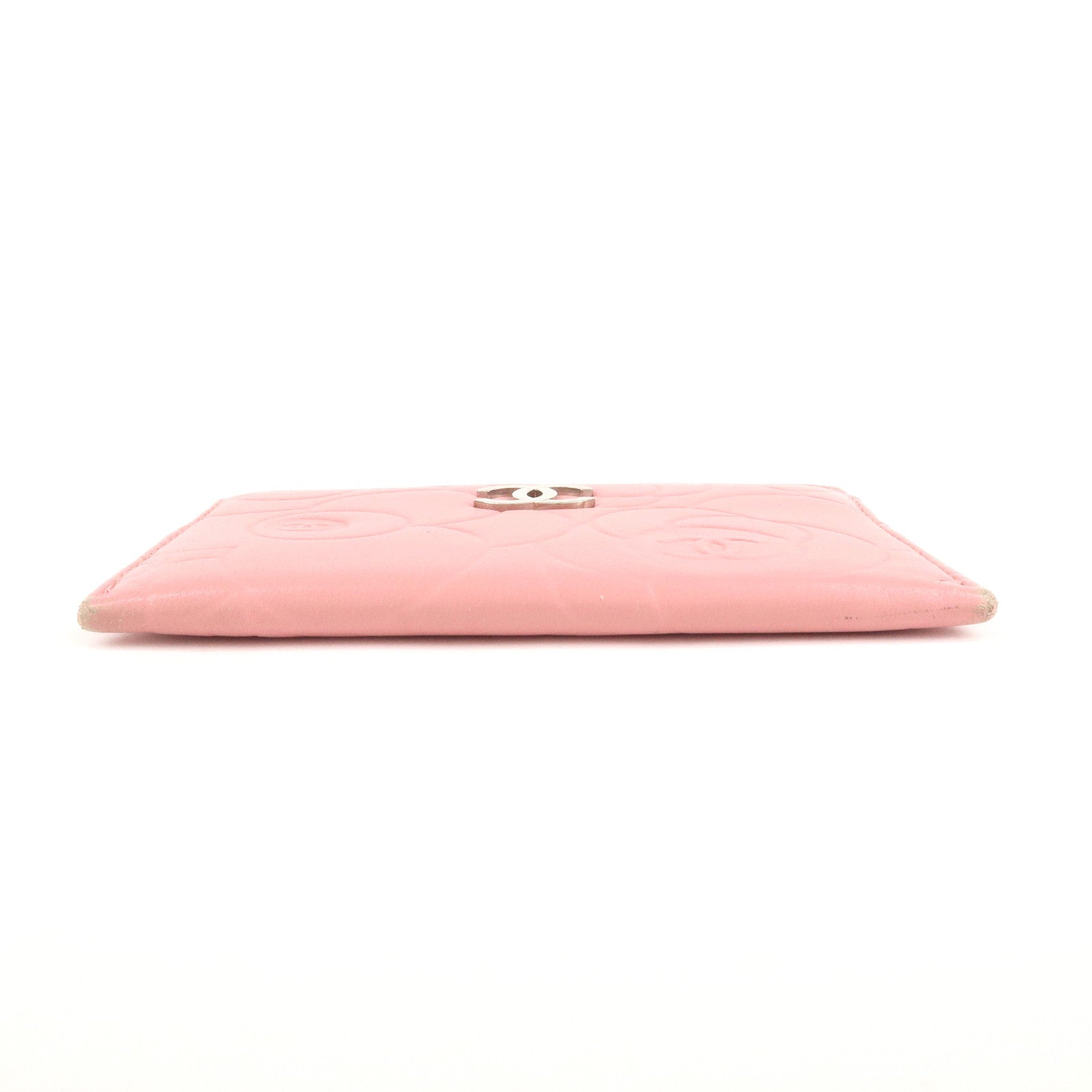 CHANEL Camelia Lamb Skin Card Case Pink A82286 Used