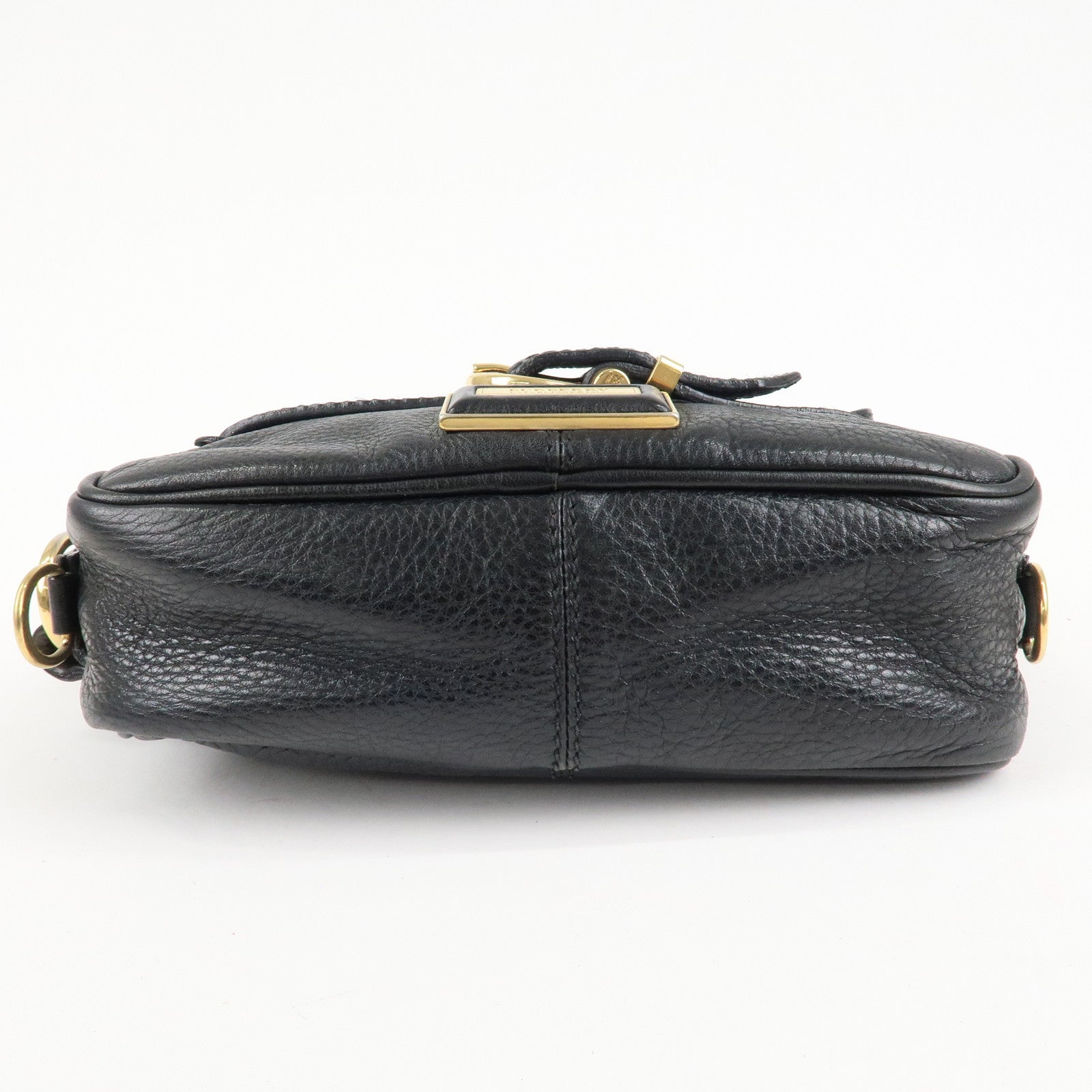 BURBERRY Logo Leather Shoulder Bag Hand Bag Black