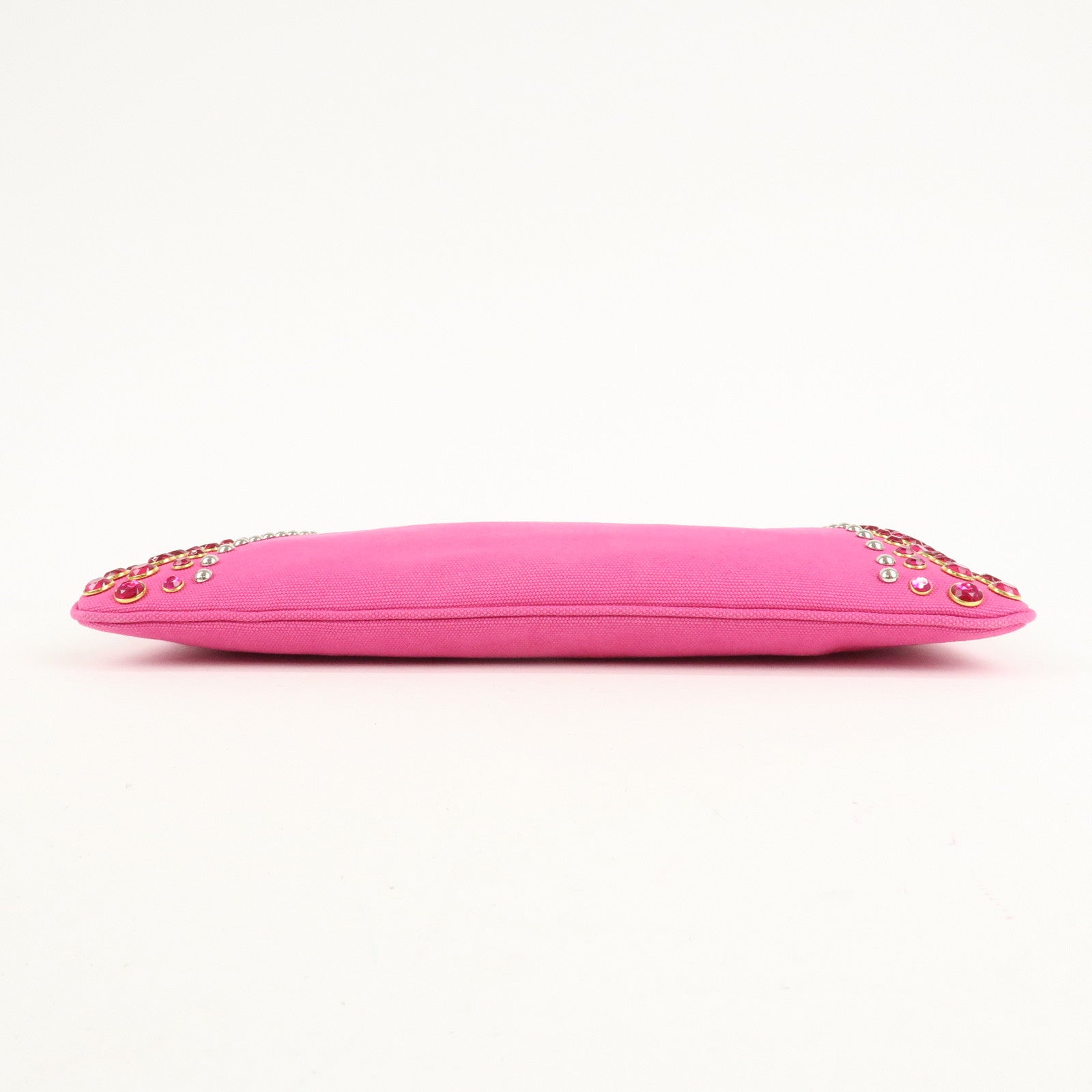 PRADA Canvas Bijoux Studded Clutch Bag Pink BP521O