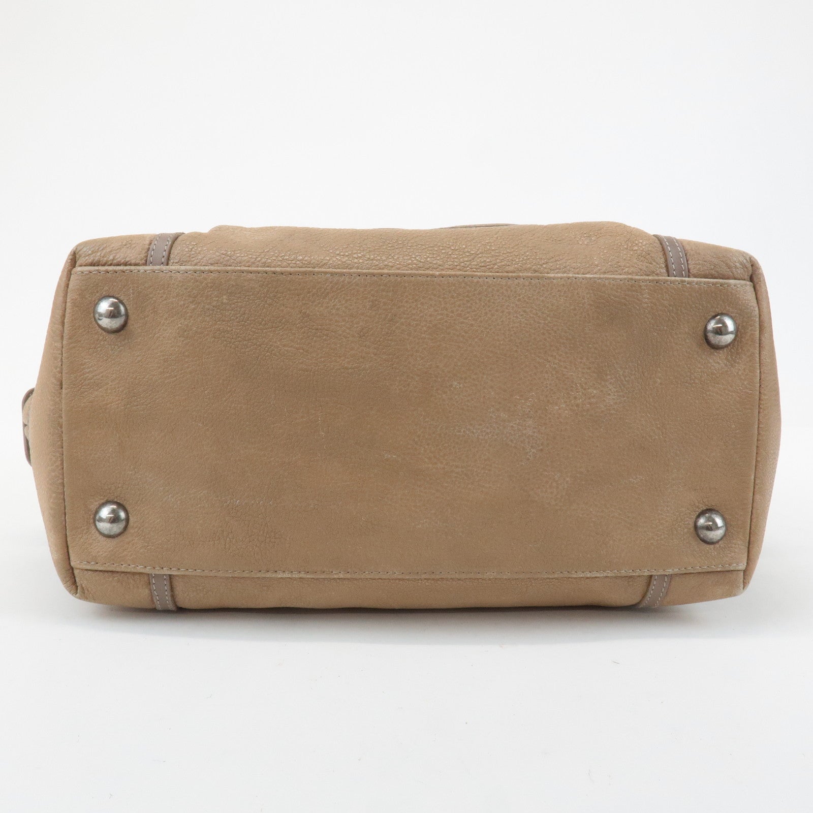 CHANEL COCO Mark Leather Boston Bag Brown Silver Hardware Used