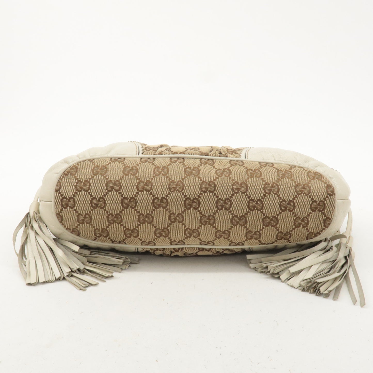 GUCCI GG Canvas Leather Crest Hand Bag Beige Brown 211955