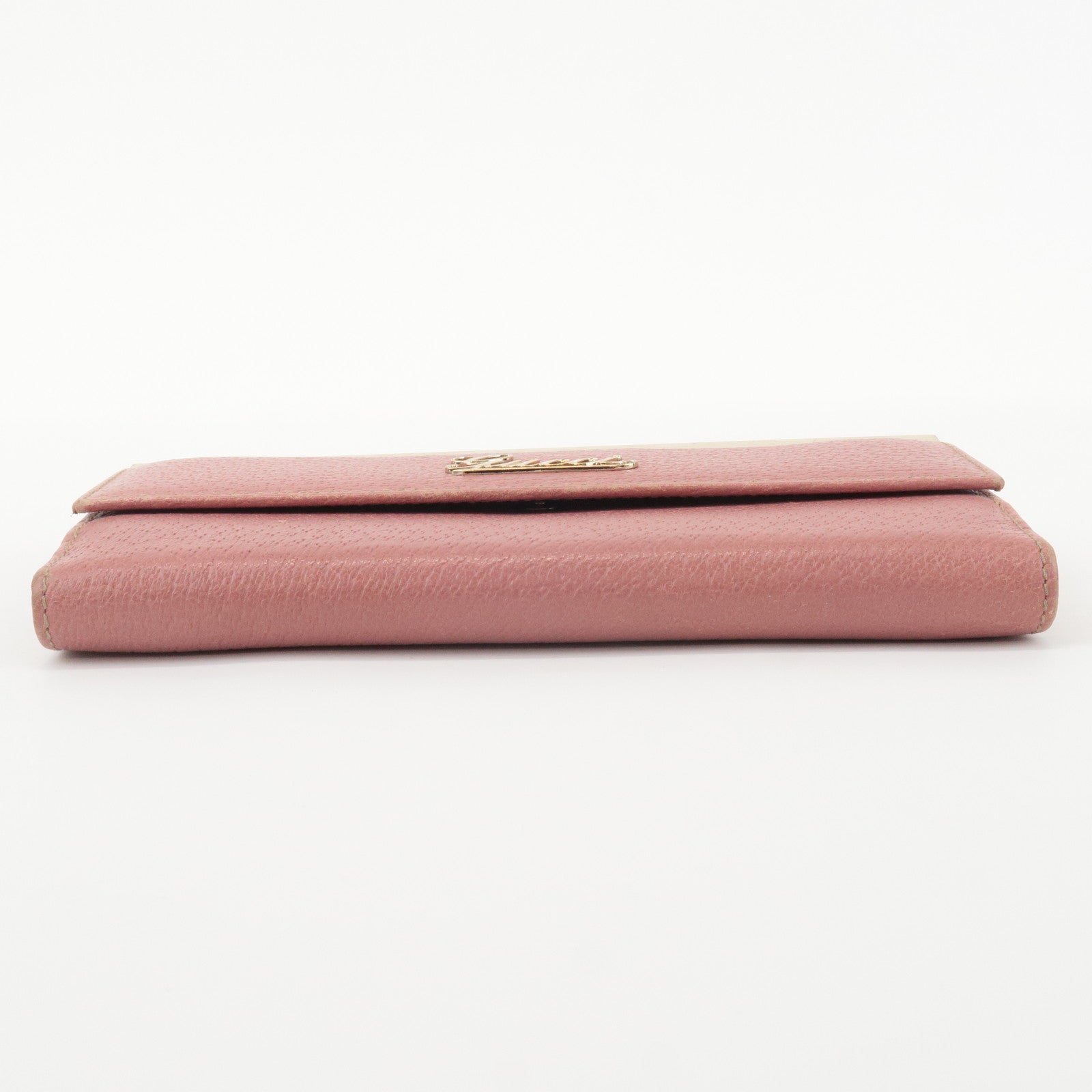 GUCCI Leather Bi-fold Long Wallet Pink 170370