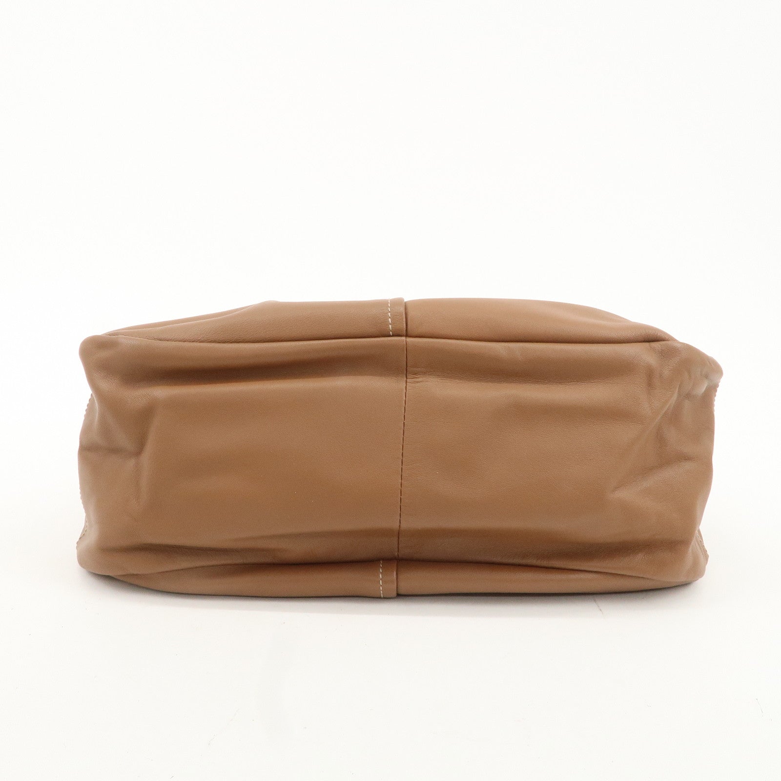 PRADA Leather Shoulder Bag Hand Bag Brown